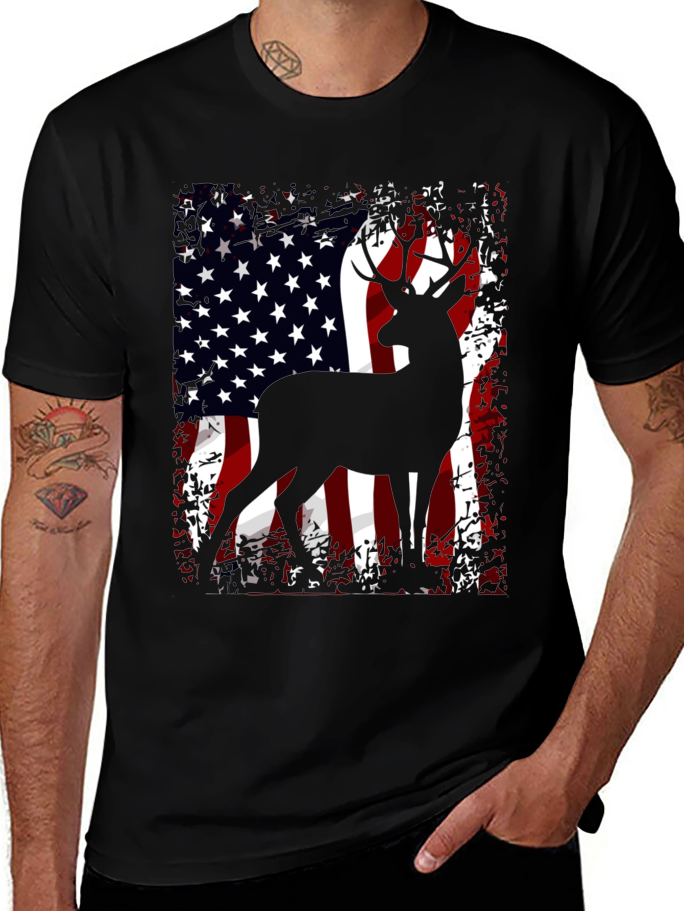 Variant 8 of American Flag Deer Graphic T-Shirt