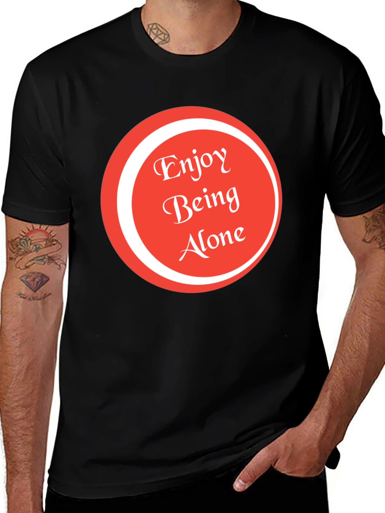 Variant 14 of Enjoy Being Alone Graphic Tee - Soft Cotton