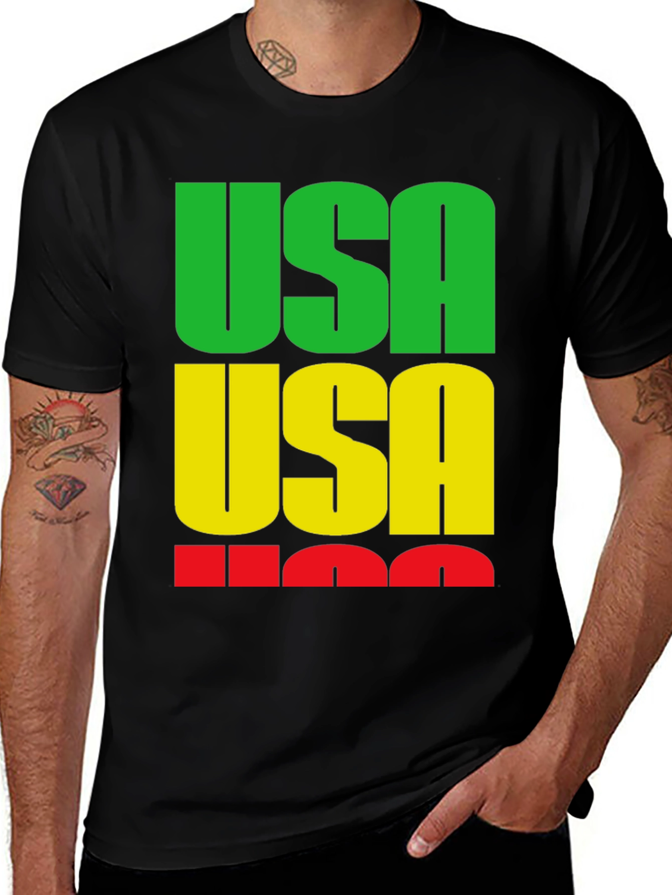 Variant 12 of USA Graphic Print Black T-Shirt