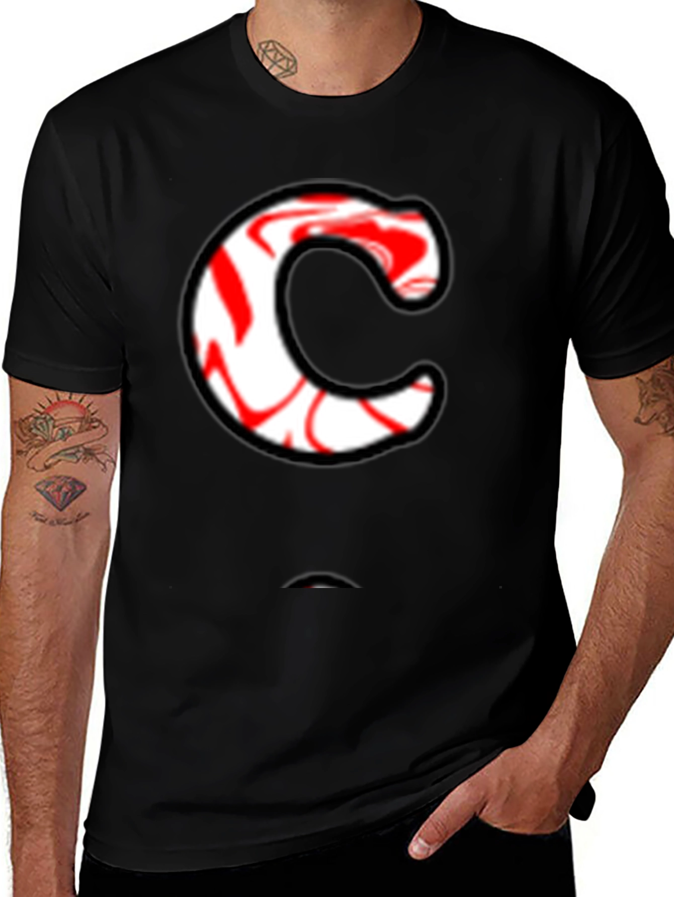 Candy Cane C Graphic Tee - Black
