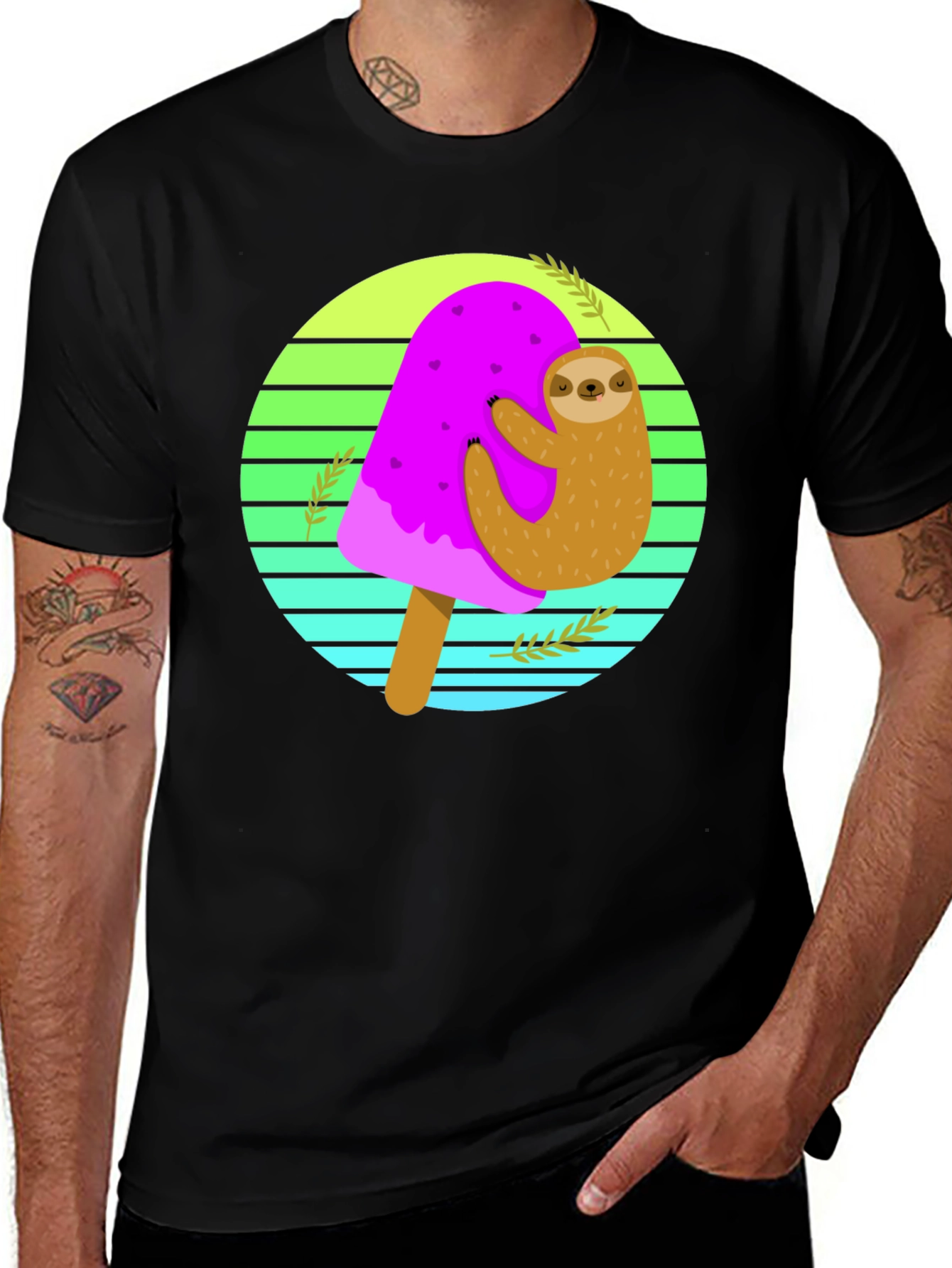 Variant 13 of Sloth Ice Cream Graphic Tee - Comfy Cotton Blend