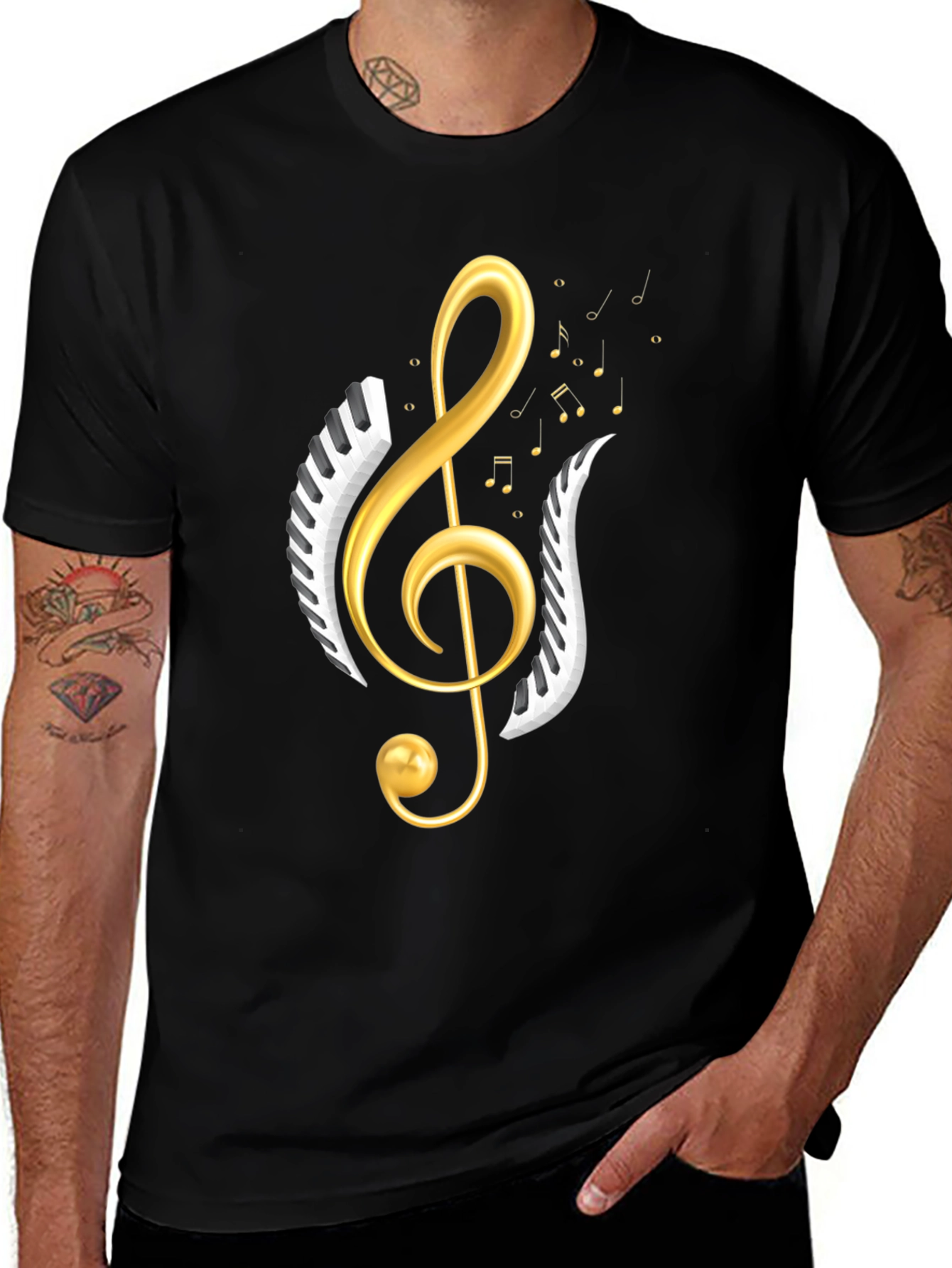 Variant 26 of Musical Notes Graphic Tee - Black