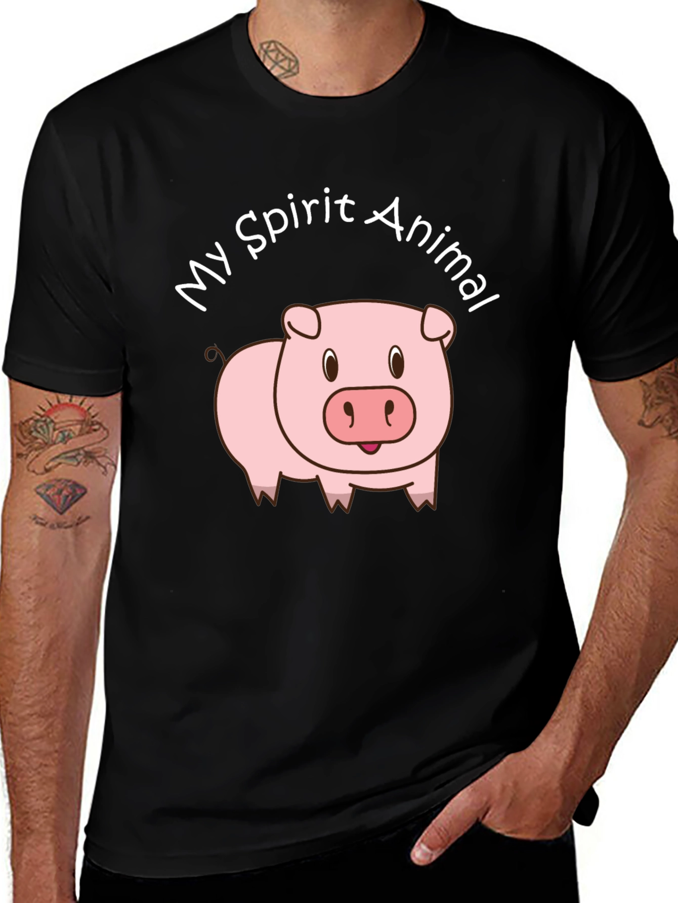 My Spirit Animal Pig T-Shirt - Black Cotton Tee