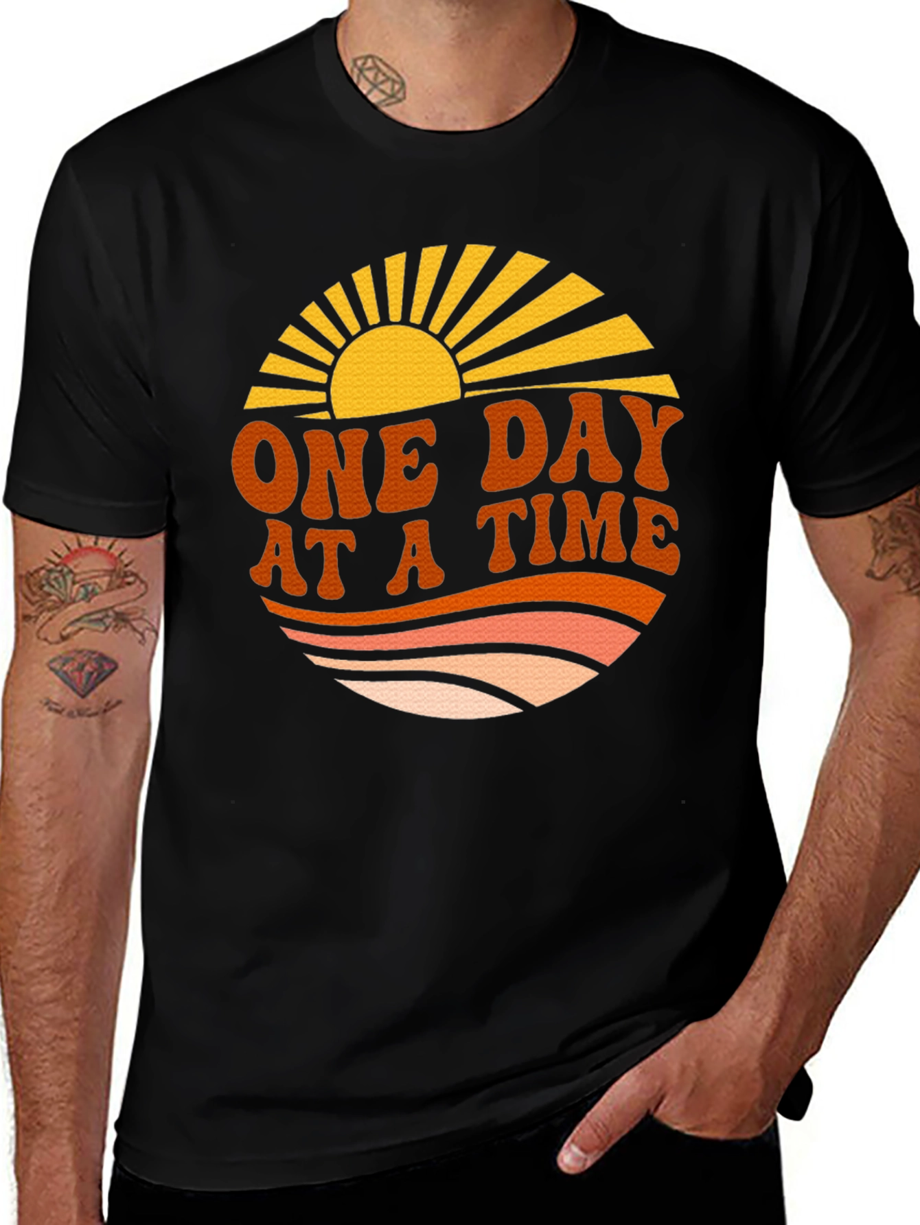 Variant 21 of Retro 'One Day At A Time' Graphic T-Shirt