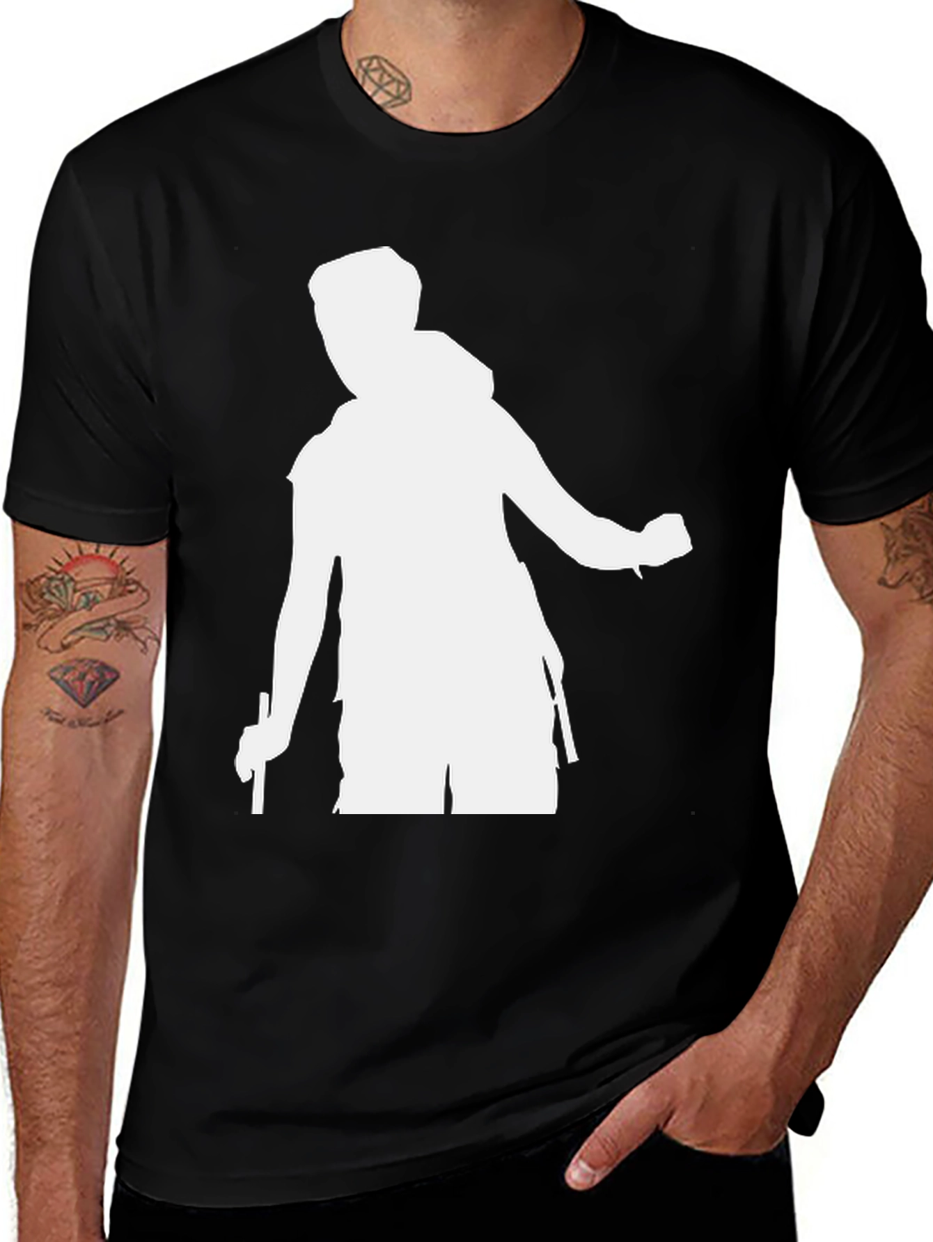 Variant 18 of Men's Black T-Shirt - Hiking Silhouette