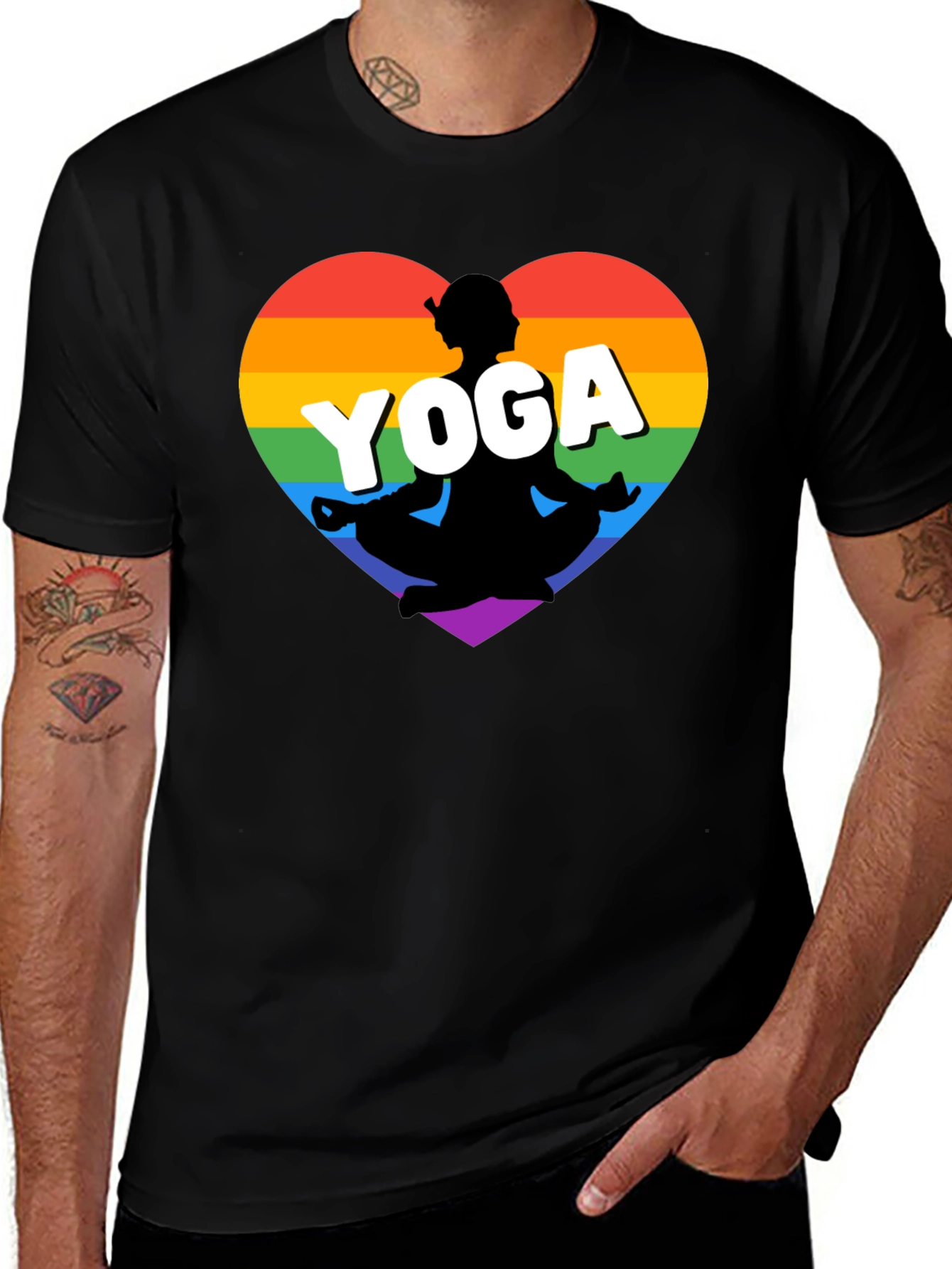 Variant 19 of Rainbow Yoga Heart T-Shirt