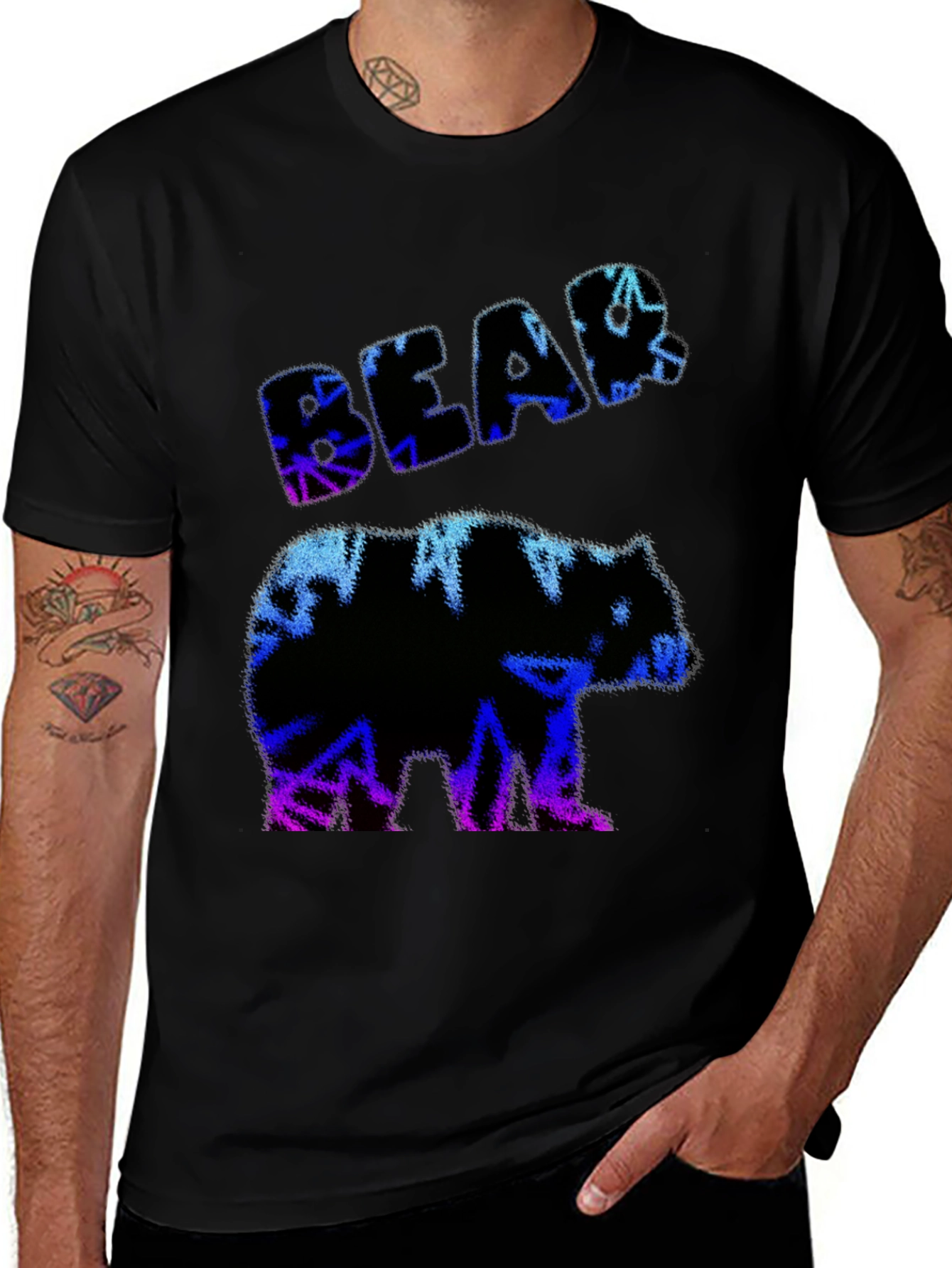 Variant 3 of Bear Graphic Print T-Shirt - Black