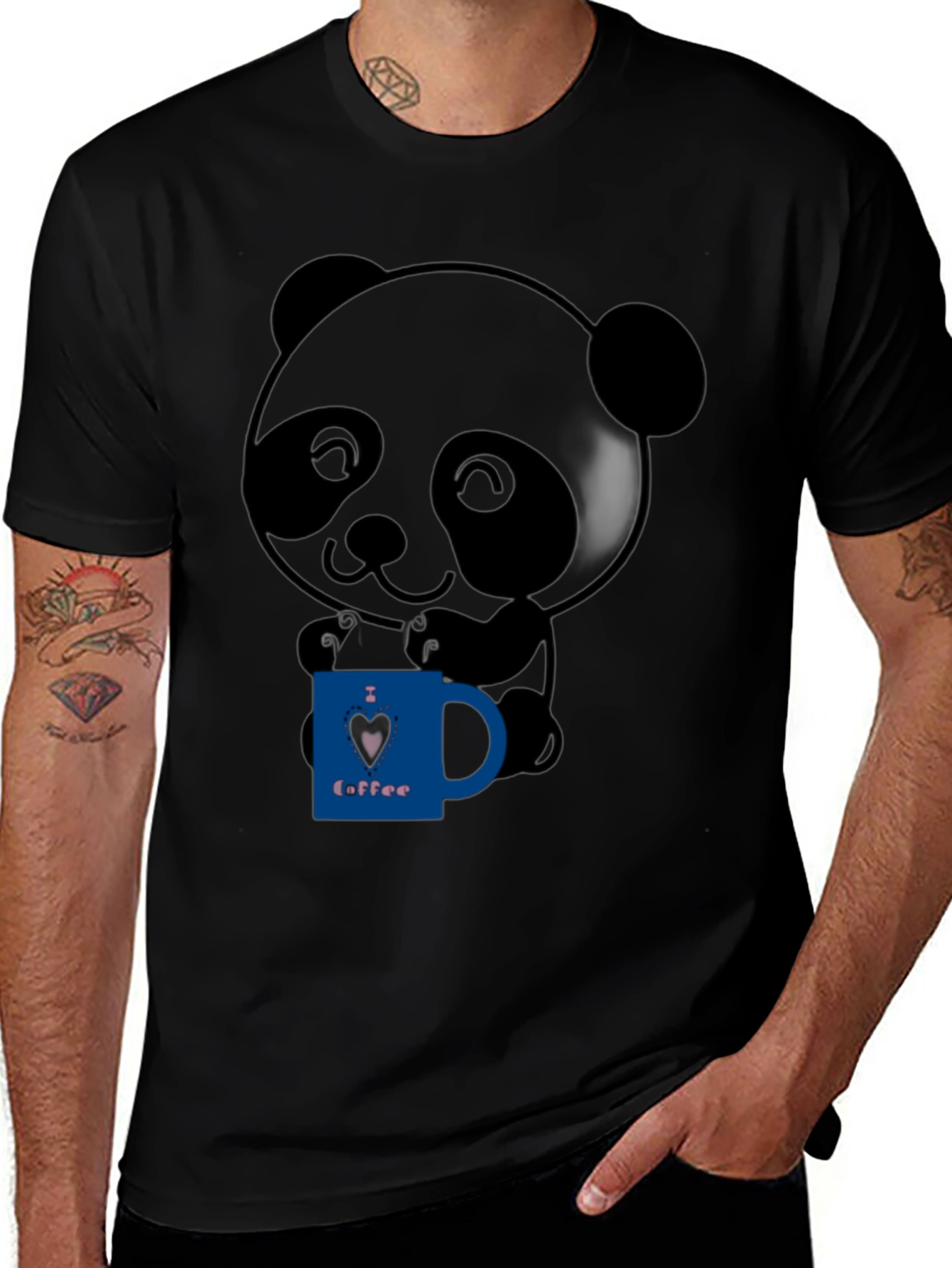 Variant 28 of Cute Panda Bear I Love Coffee Graphic T-Shirt
