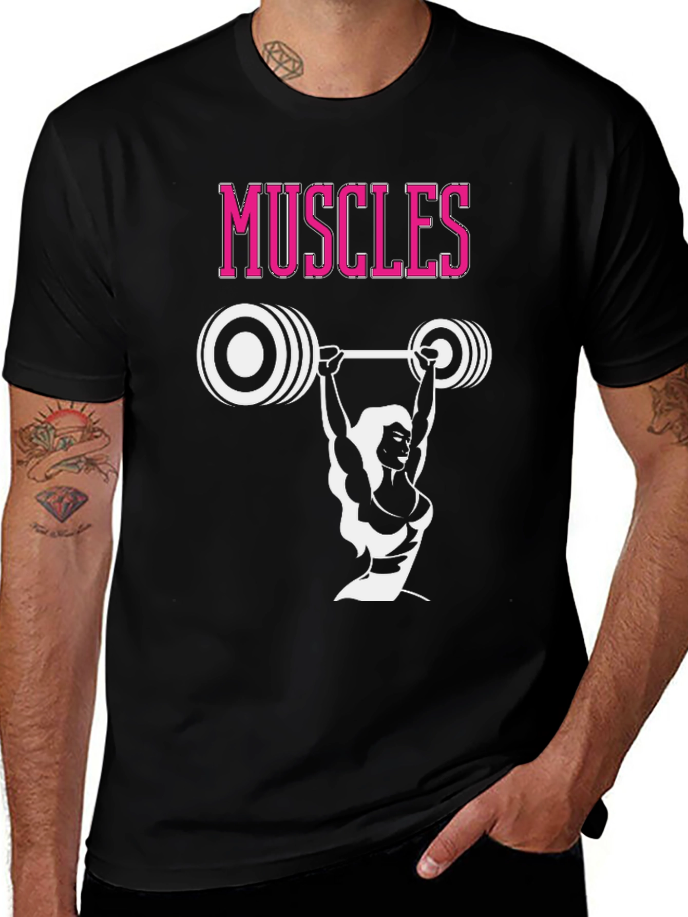 Black Muscles Graphic T-Shirt - Fitness Power! main image