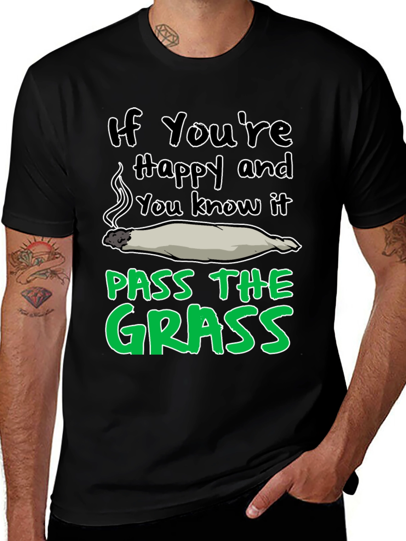 Happy Smoker Tee: Pass The Grass T-Shirt