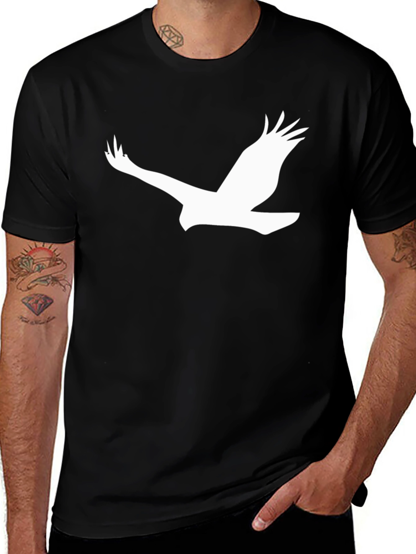 Variant 6 of Black T-Shirt with White Eagle Graphic