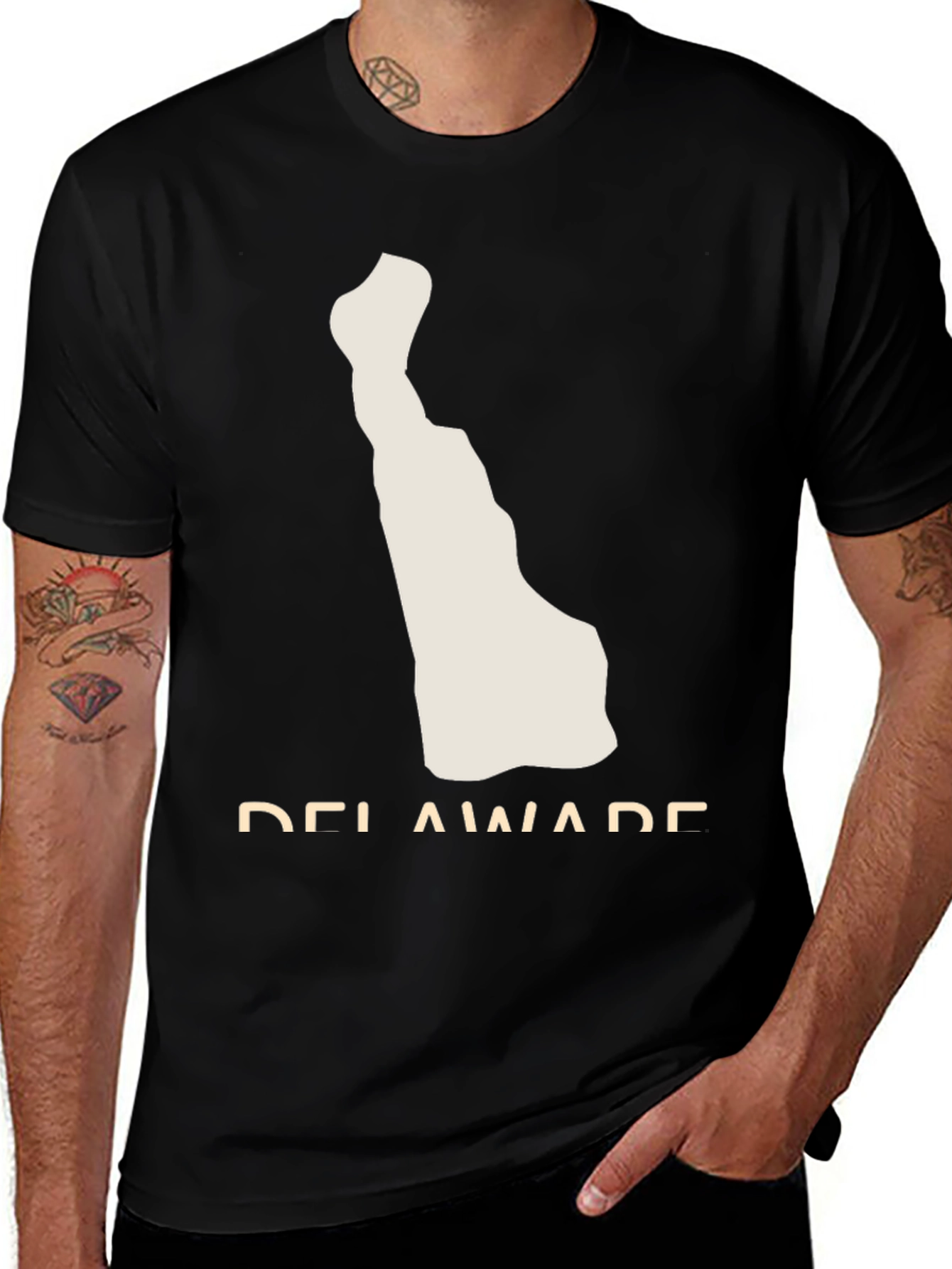 Delaware State Map T-Shirt - Black Graphic Tee