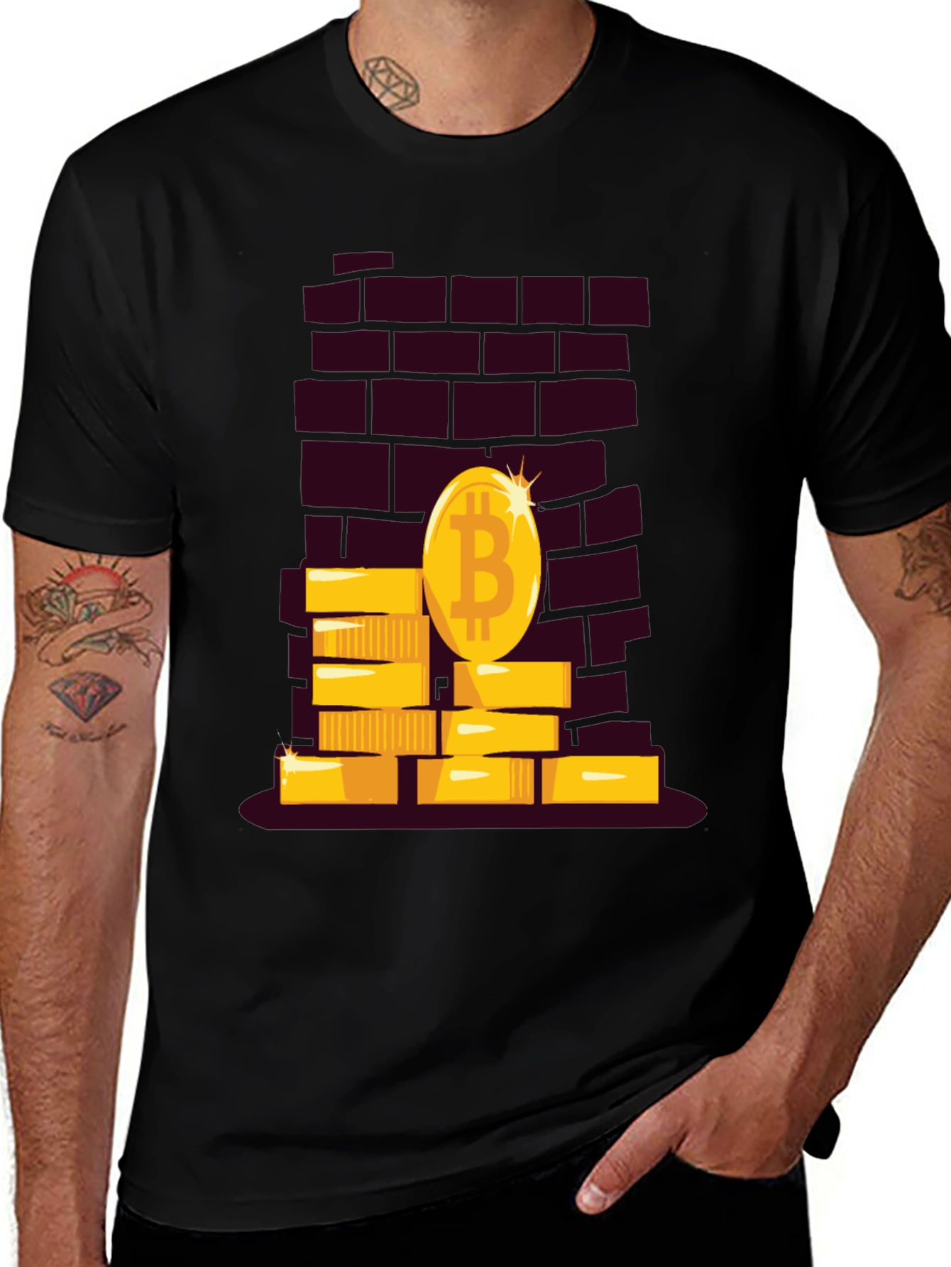 Variant 23 of Bitcoin Brick Wall Tee - Crypto Currency T-Shirt