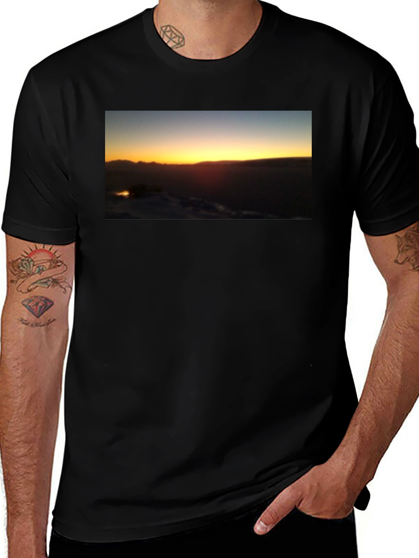 Sunset Landscape Graphic Tee - Black