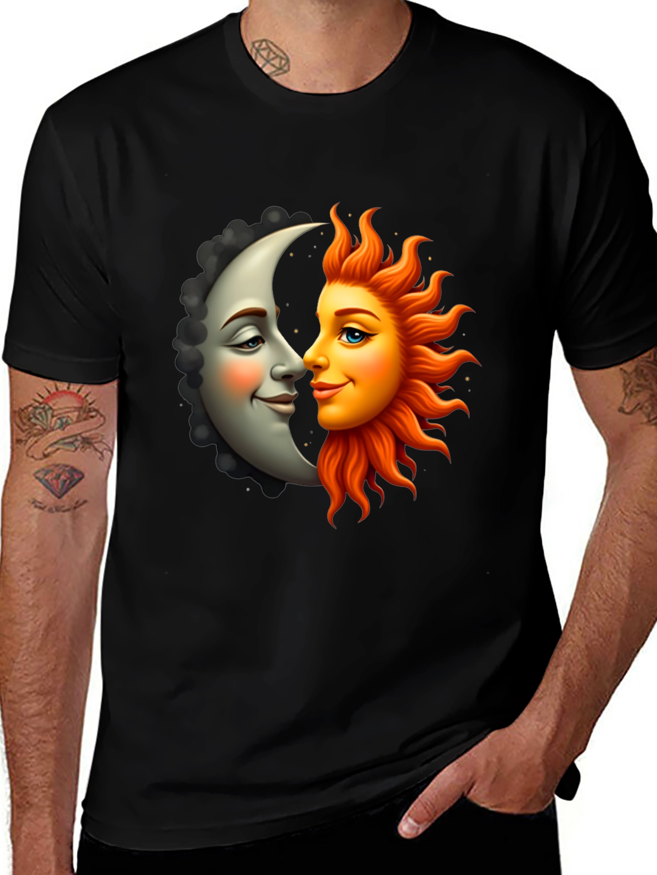 Sun and Moon Graphic Black Tee
