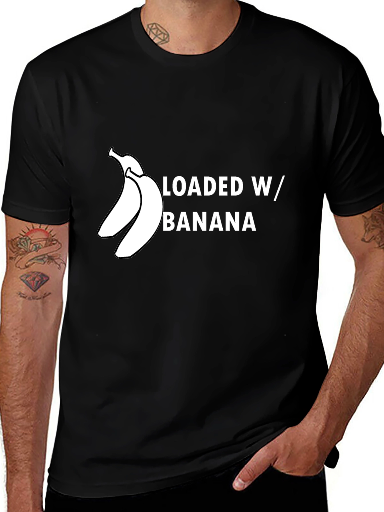 Variant 12 of Loaded W/ Banana Graphic Tee - Unisex Black T-Shirt