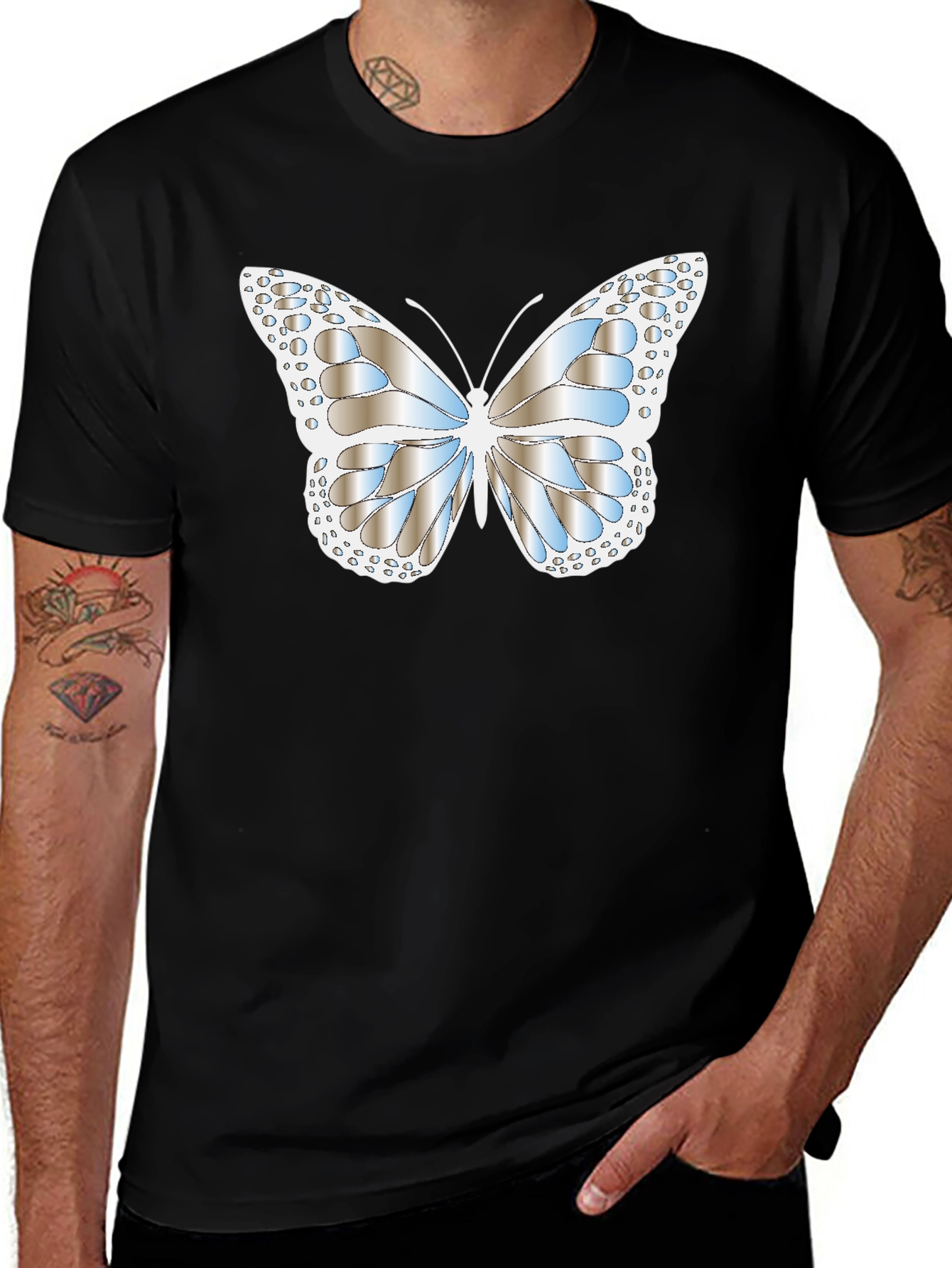 Variant 9 of Butterfly Graphic Black Tee Shirt