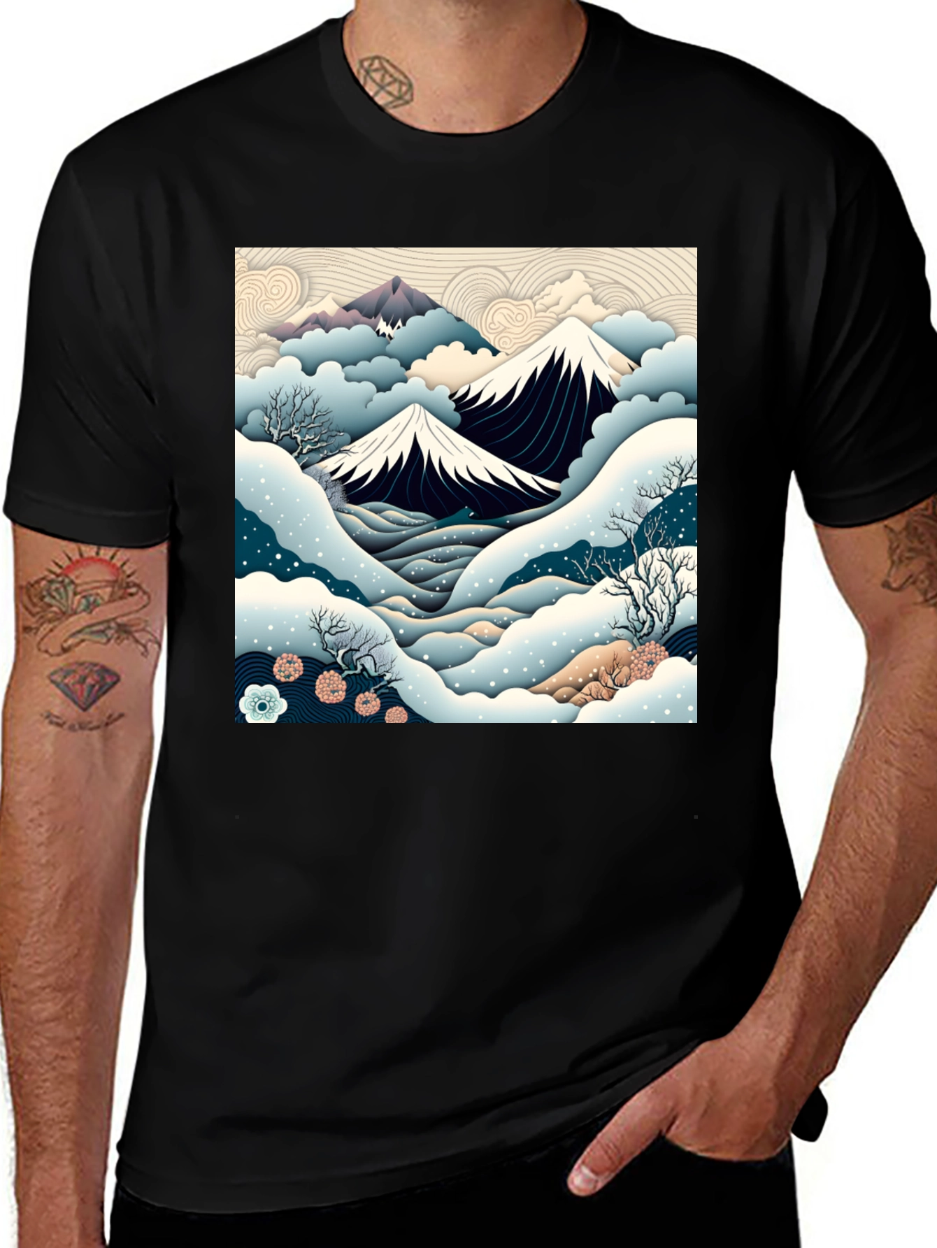 Variant 15 of Japanese Mountain Scene Graphic Tee