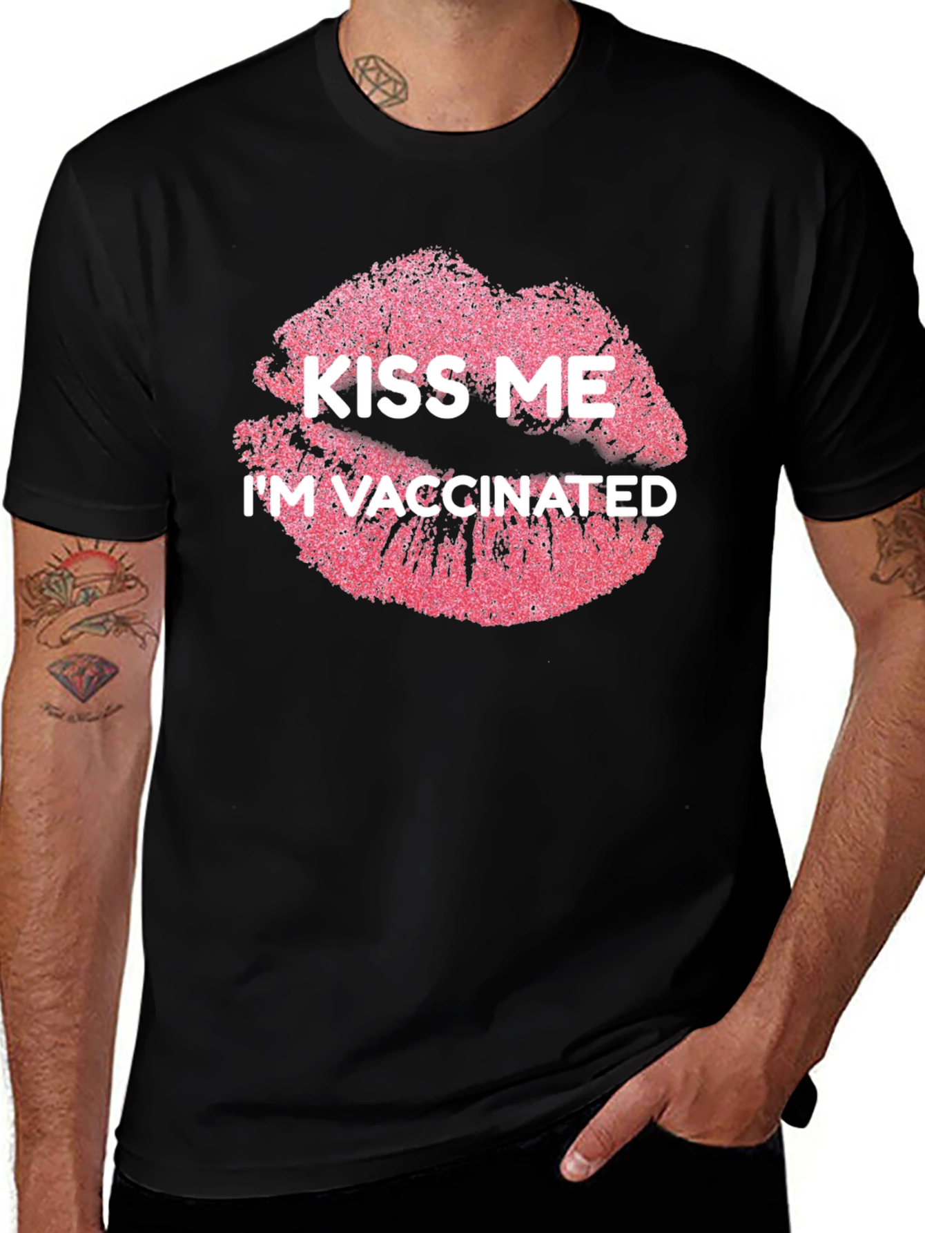 Kiss Me I'm Vaccinated Black Graphic Tee