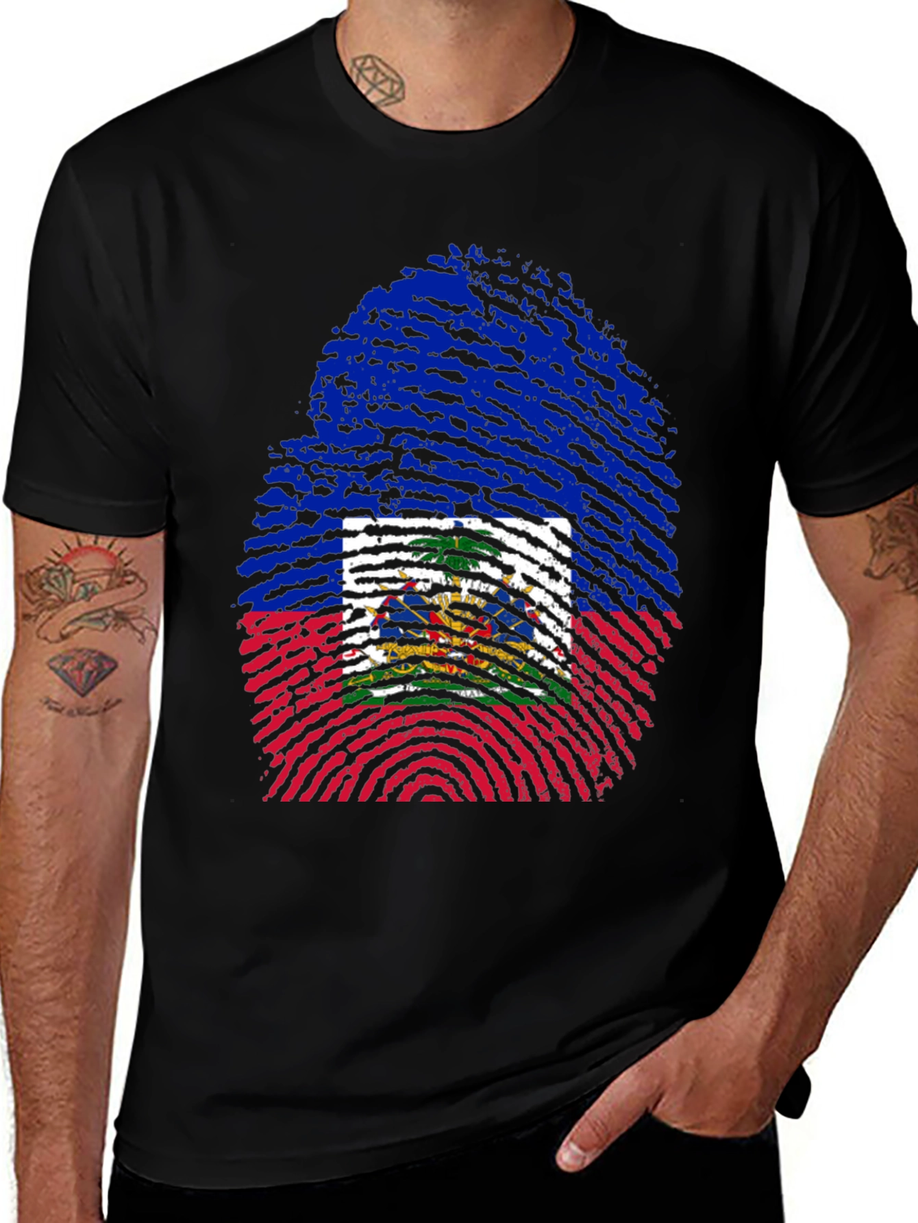 Haiti Flag Fingerprint T-Shirt