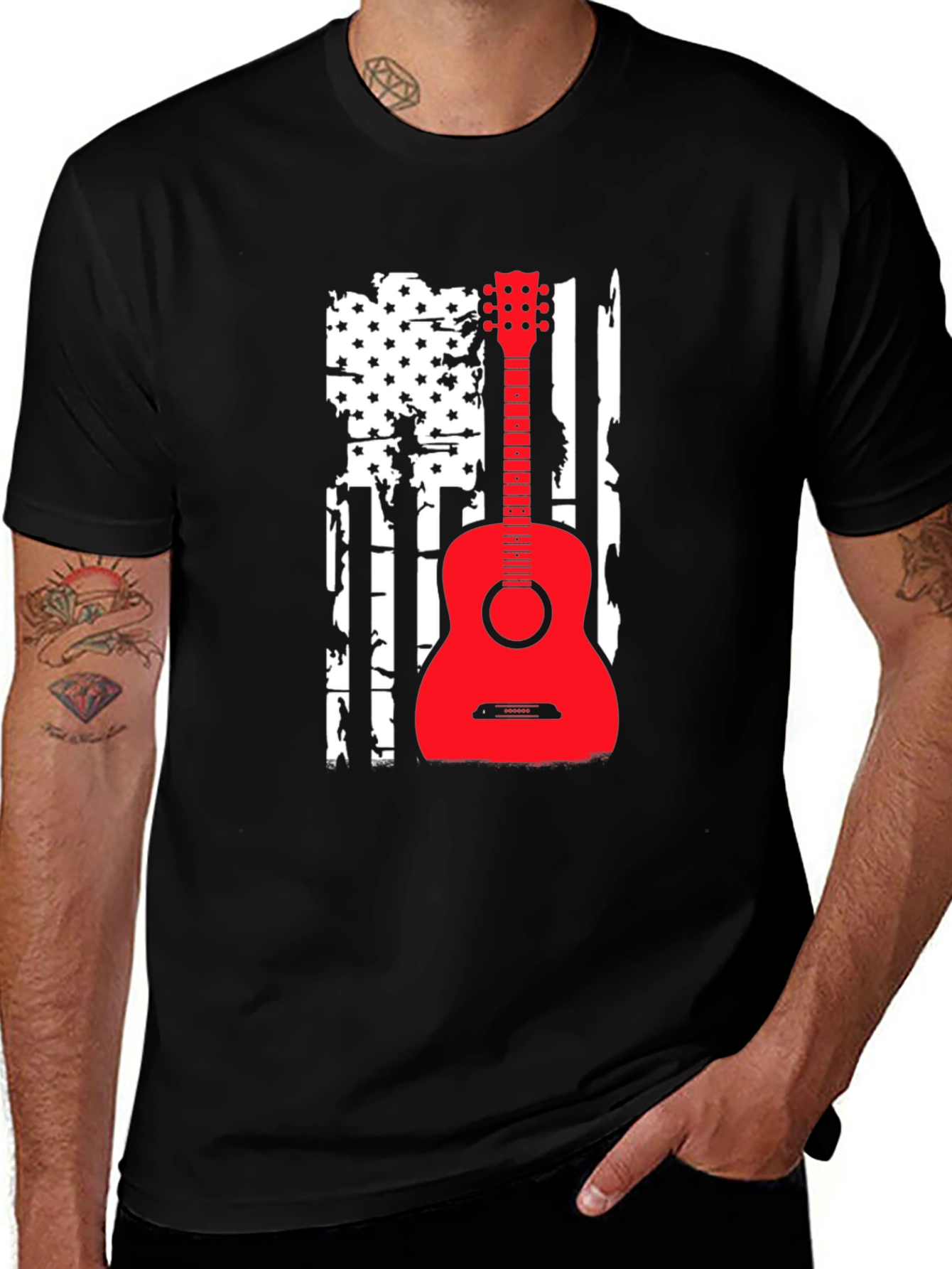 Variant 26 of American Flag Guitar Graphic Tee - Patriotic Music Lover Shirt