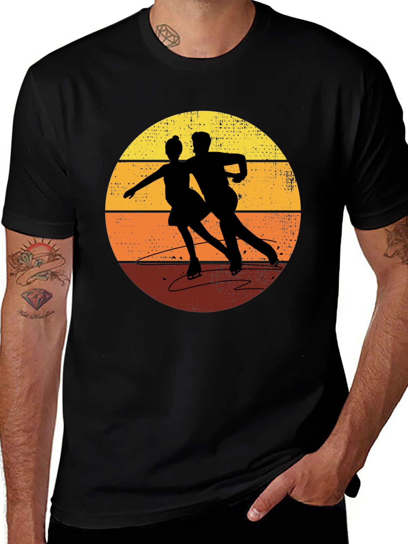 Variant 18 of Retro Figure Skating Sunset T-Shirt