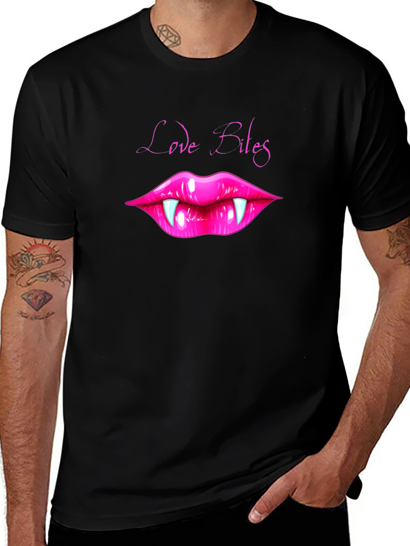 Variant 25 of Love Bites Vampire Lips Graphic Tee - Black
