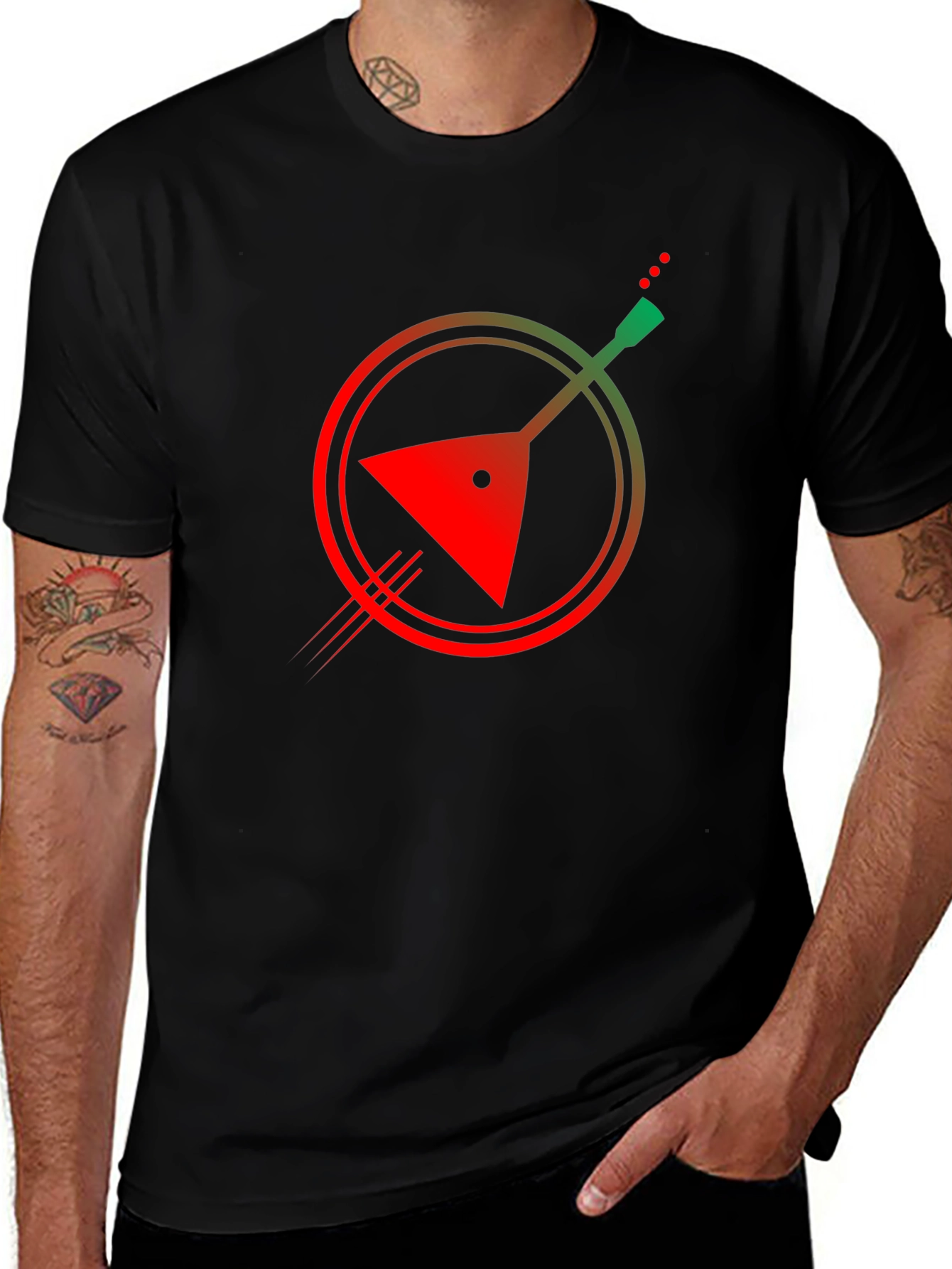Abstract Balalaika Graphic Tee - Black Cotton T-Shirt