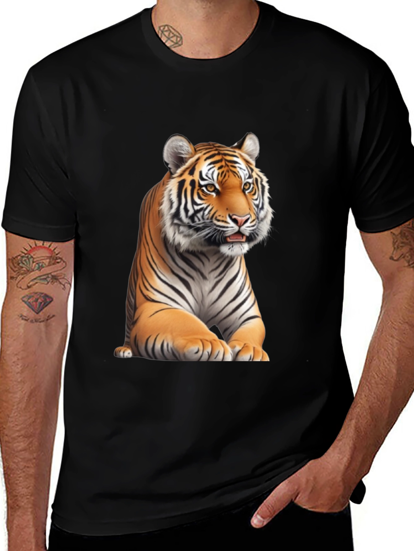 Variant 27 of Tiger Graphic Tee - Black Cotton Blend