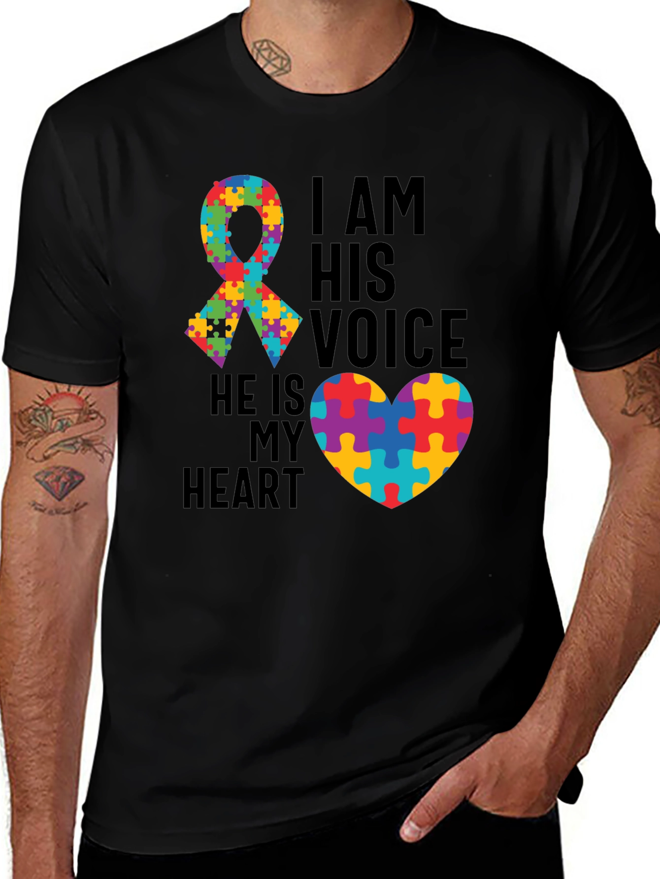 Autism Awareness T-Shirt: I Am His Voice Heart