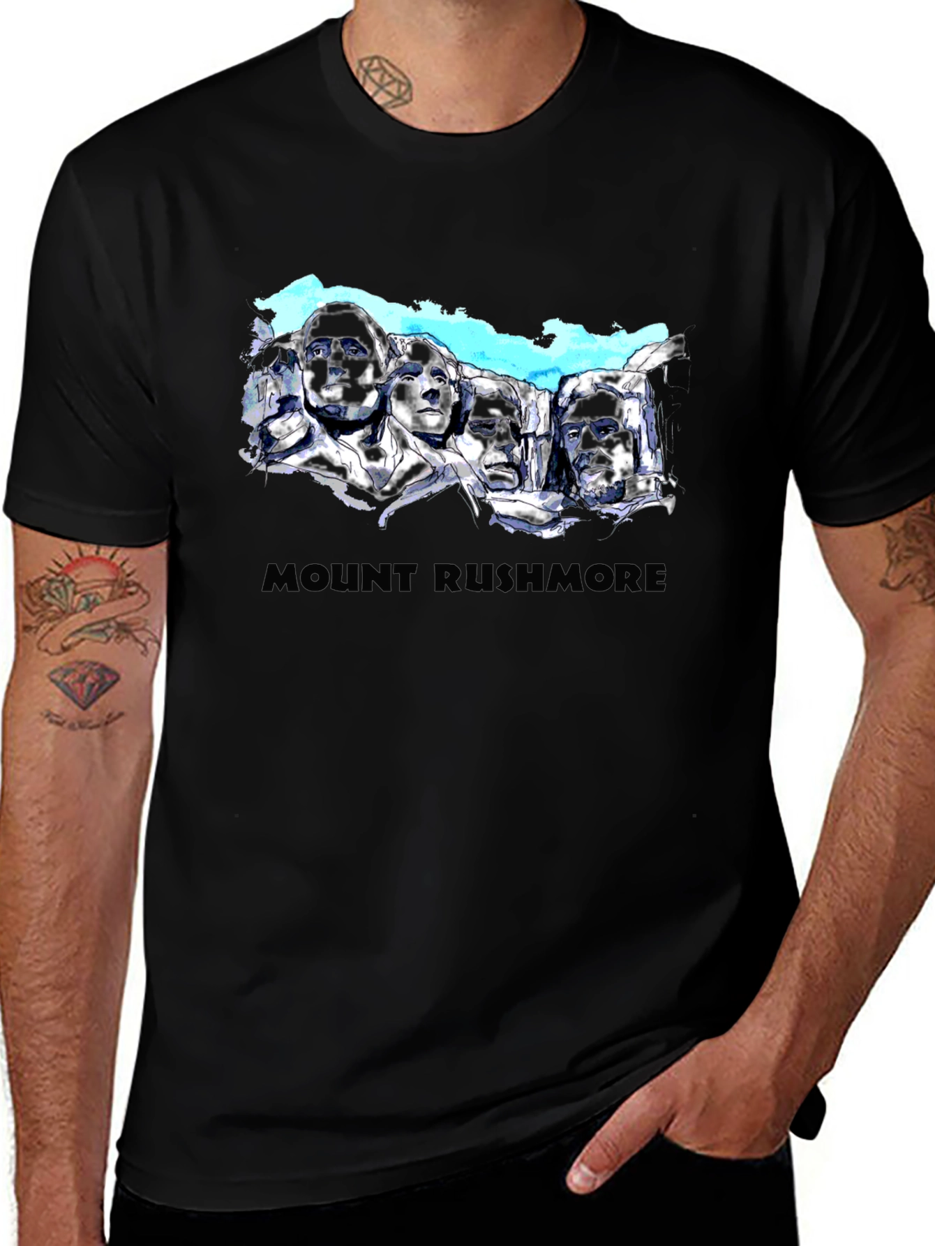 Variant 10 of Mount Rushmore Graphic Print Black T-Shirt