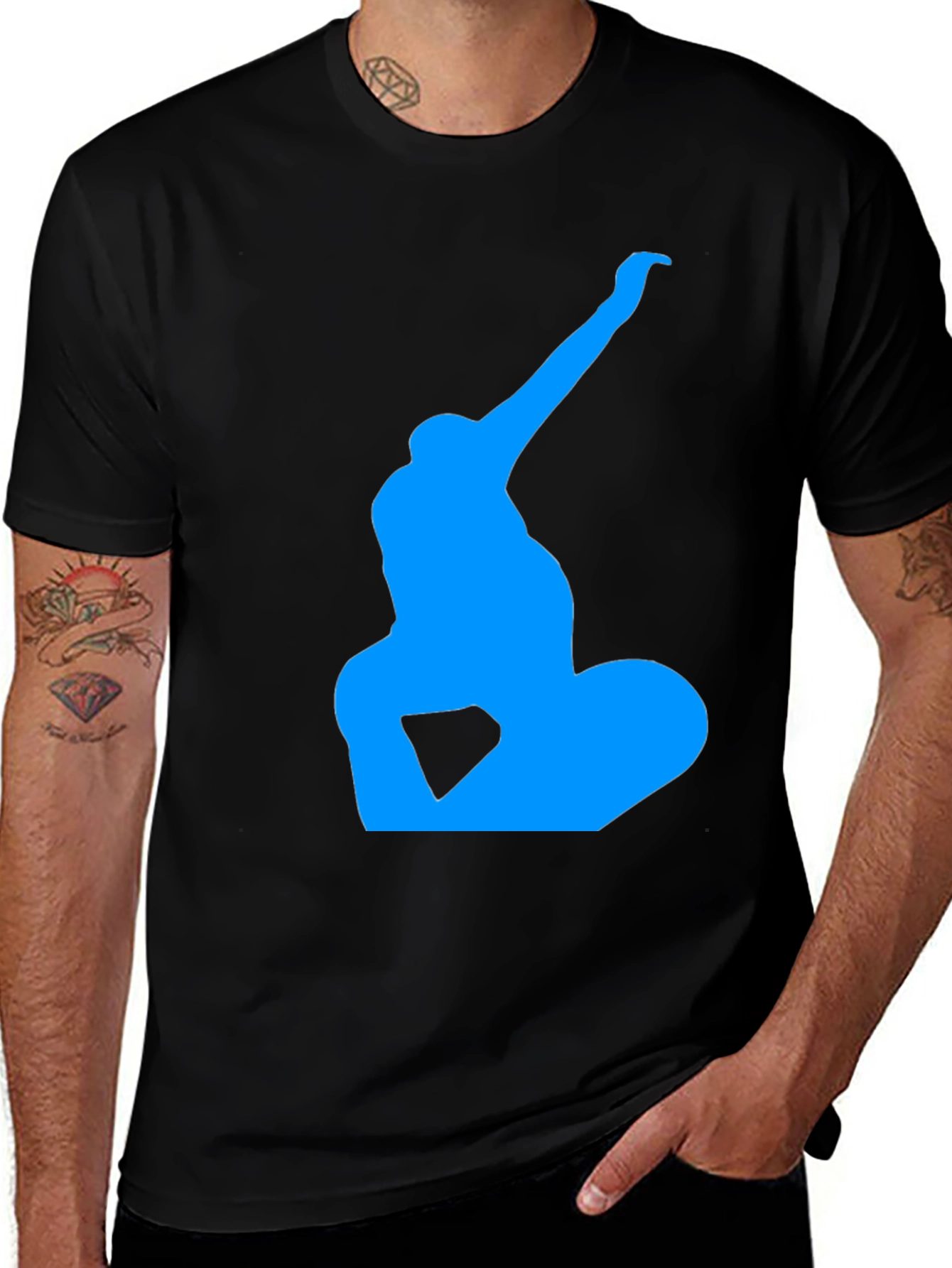 Variant 11 of Blue Snowboarder Graphic Black T-Shirt