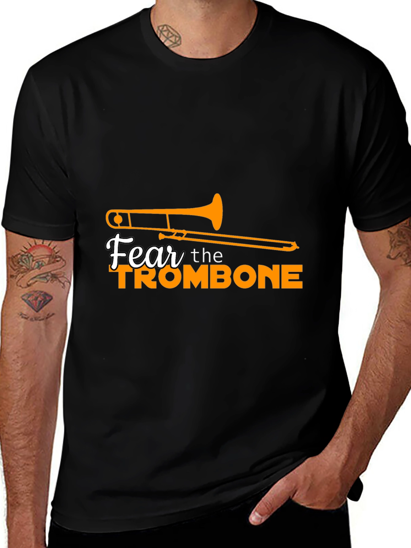 Variant 28 of Fear the Trombone Black Graphic Tee
