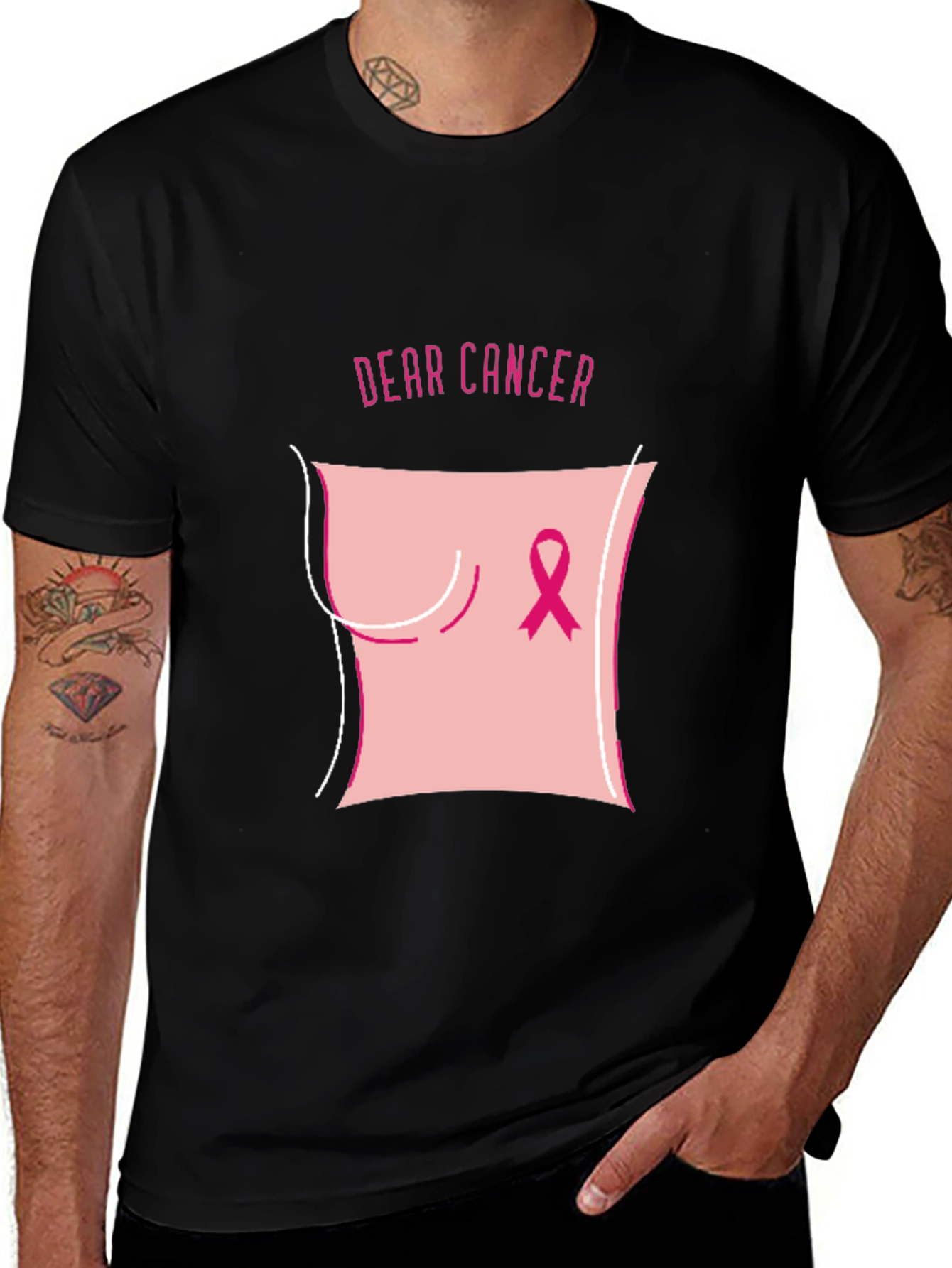 Variant 11 of Dear Cancer Awareness Black T-Shirt