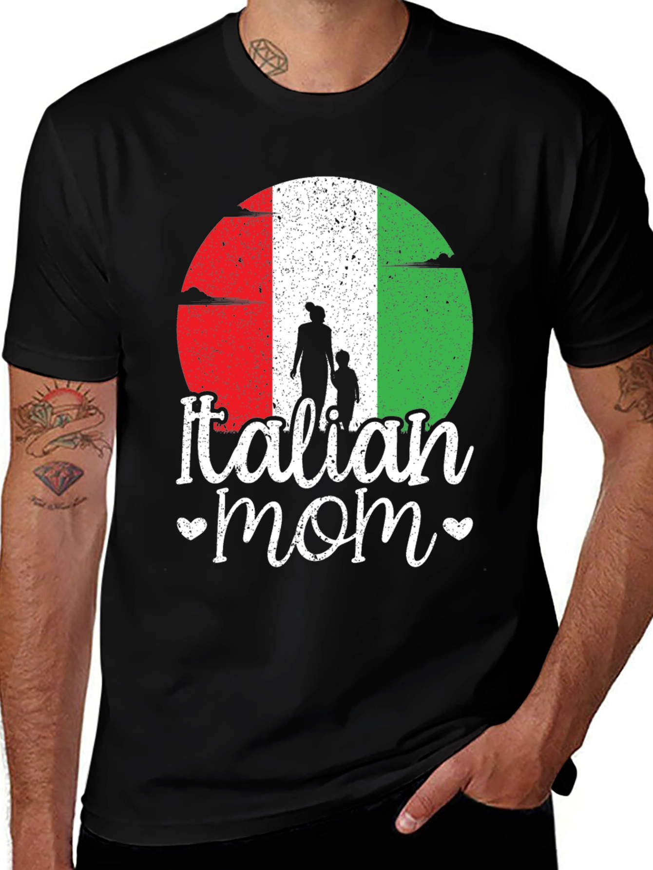 Italian Mom Graphic T-Shirt - Black