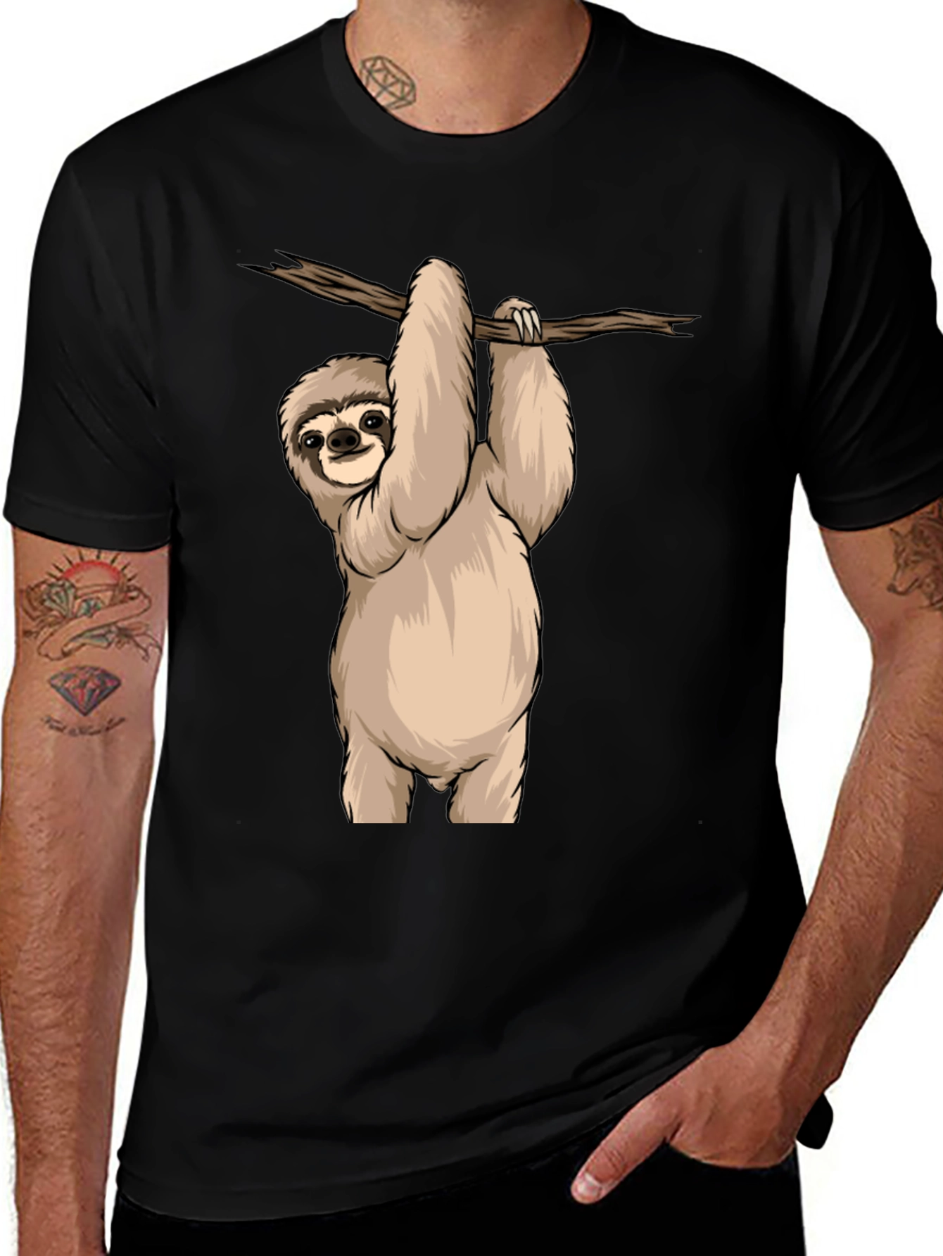 Variant 29 of Sloth Hanging on Branch Graphic T-Shirt
