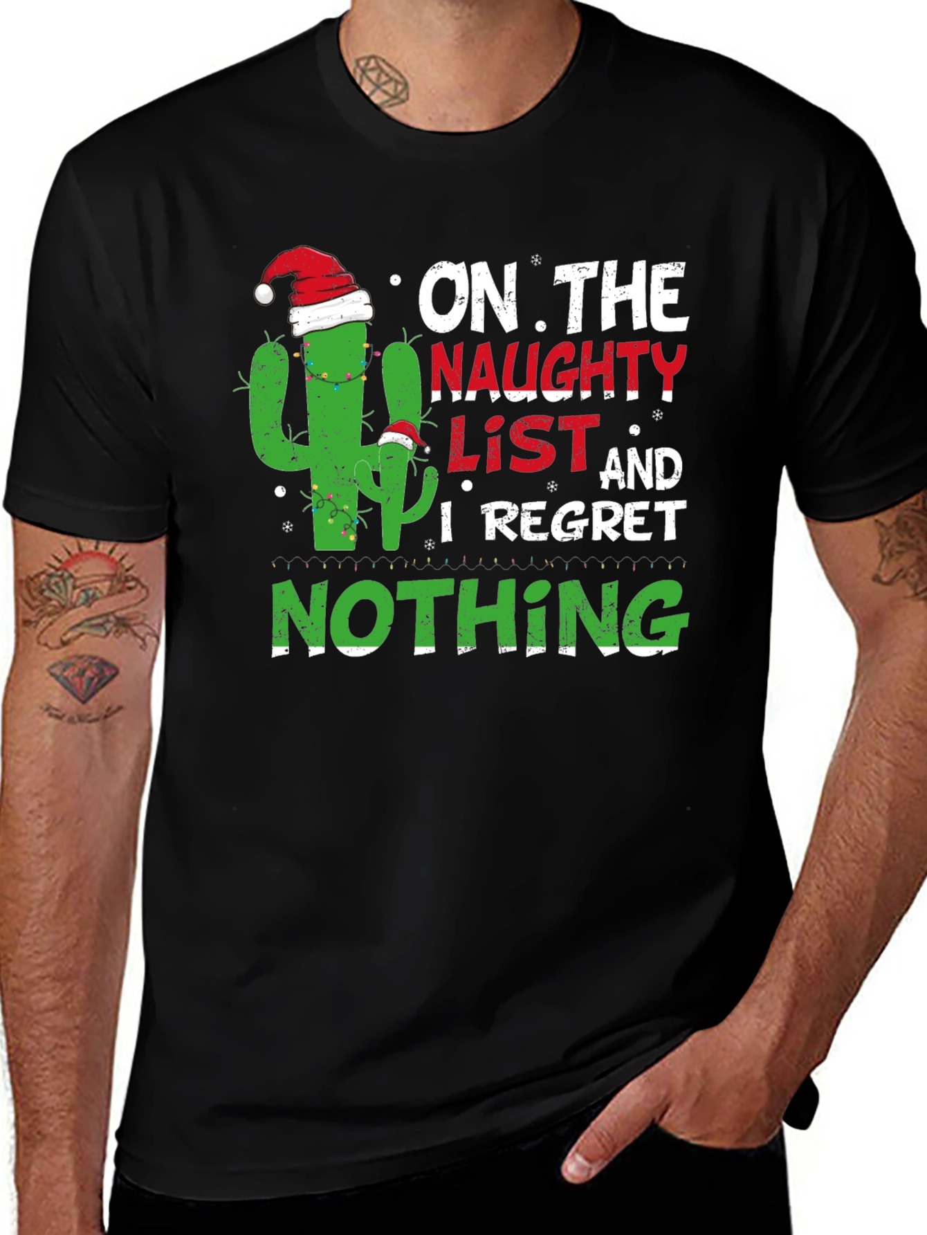 Naughty List Cactus Christmas T-Shirt