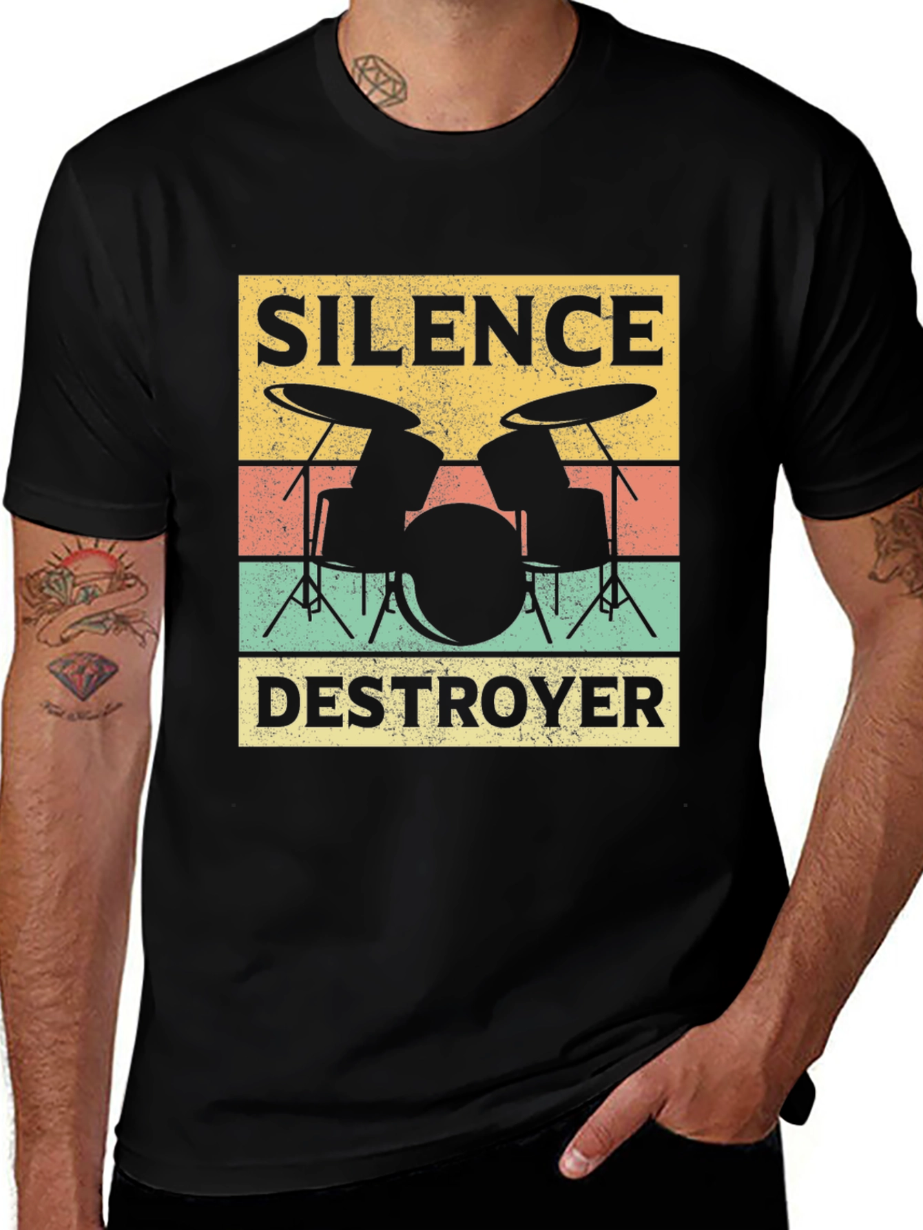 Variant 4 of Silence Destroyer Drum Set T-Shirt