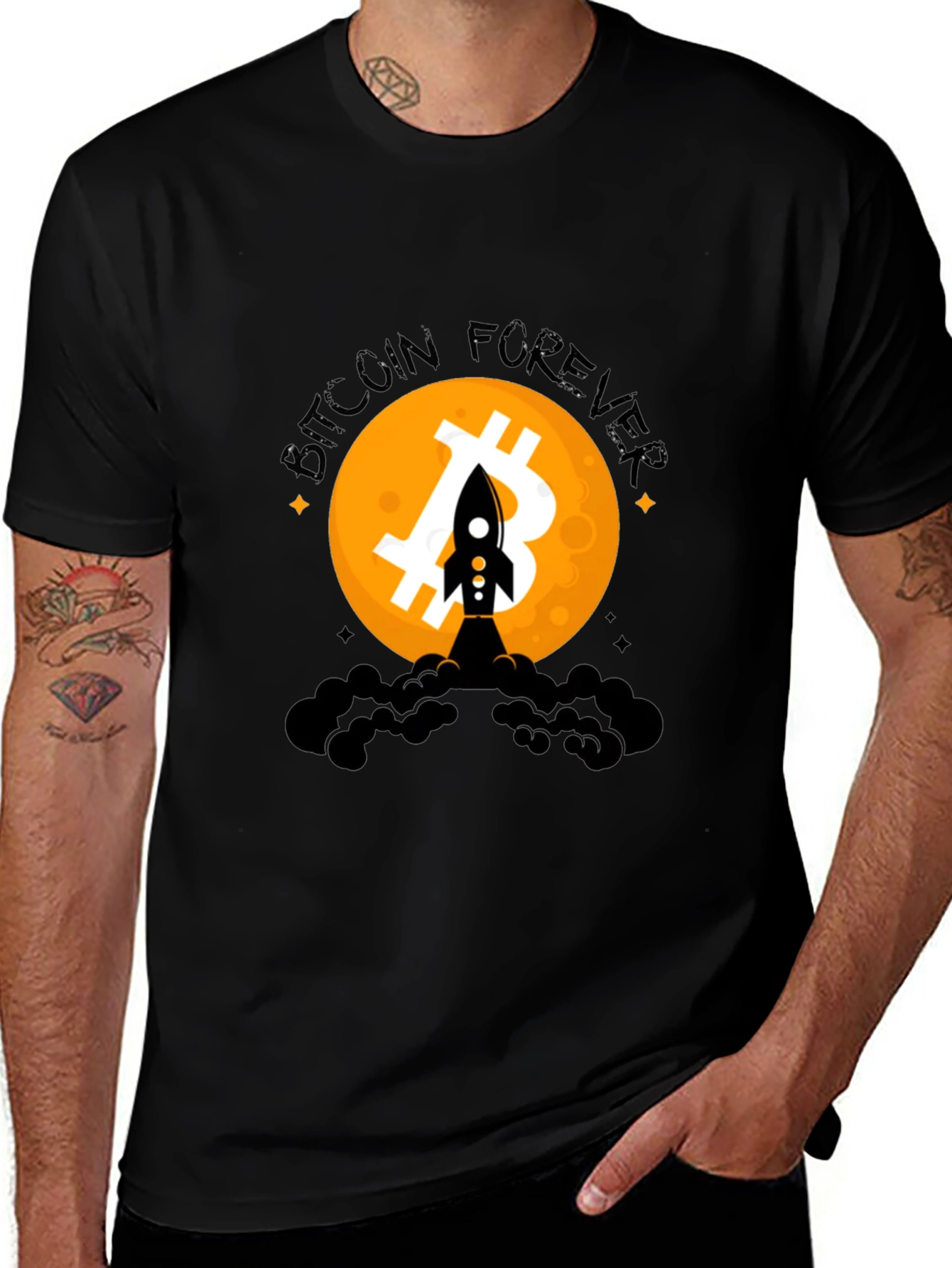 Variant 14 of Bitcoin Forever Rocket Graphic T-Shirt - Black