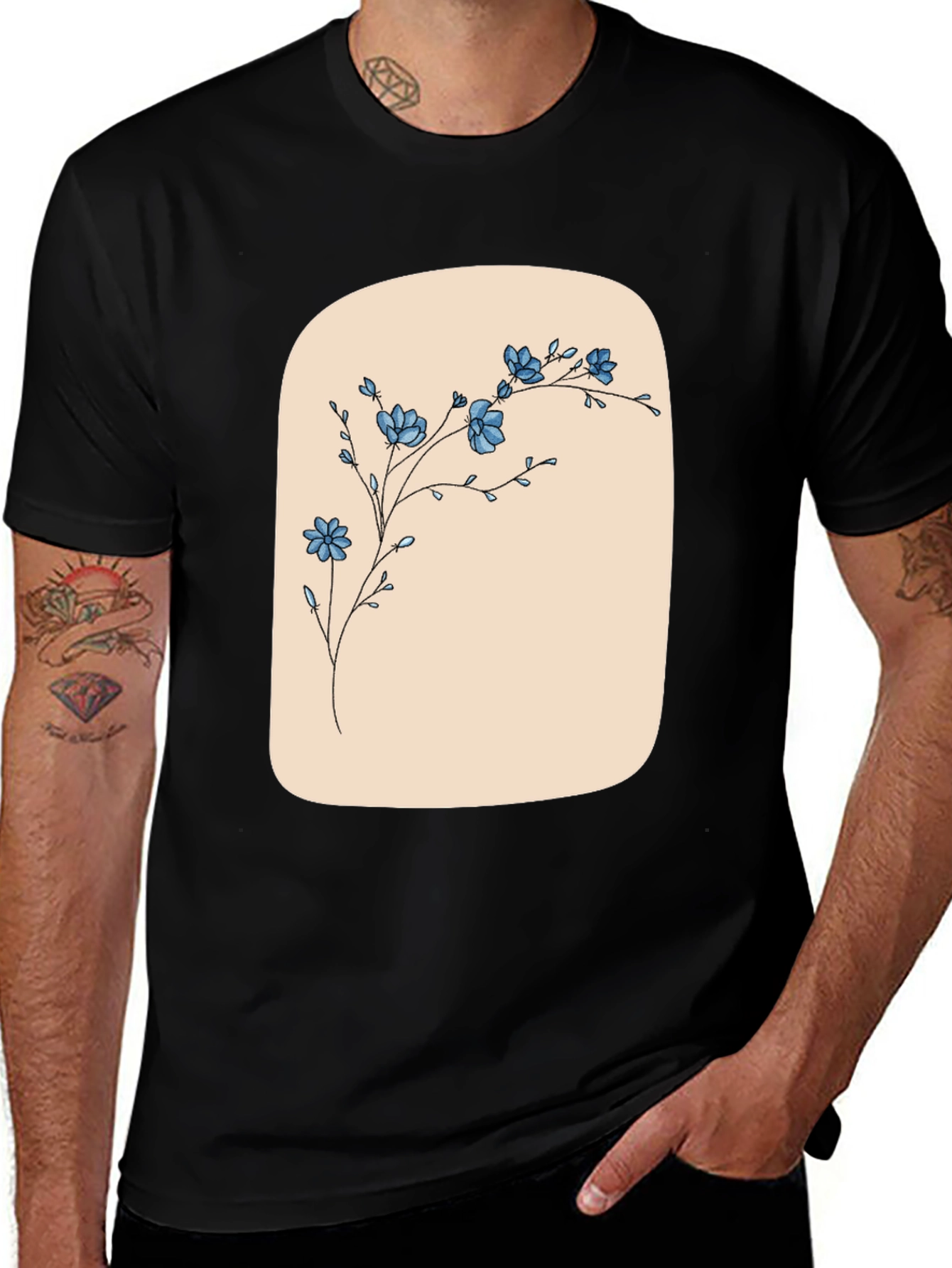 Variant 3 of Floral Print Black T-Shirt