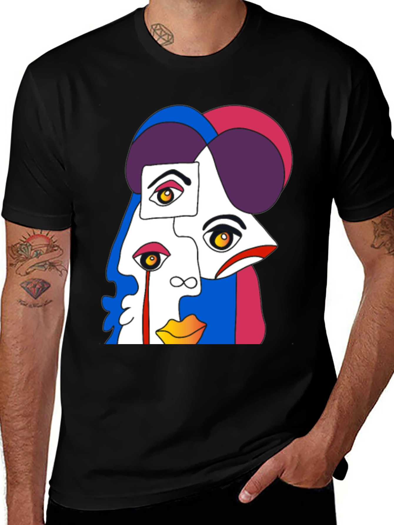 Variant 20 of Abstract Face Graphic Tee - Modern Art Style Shirt