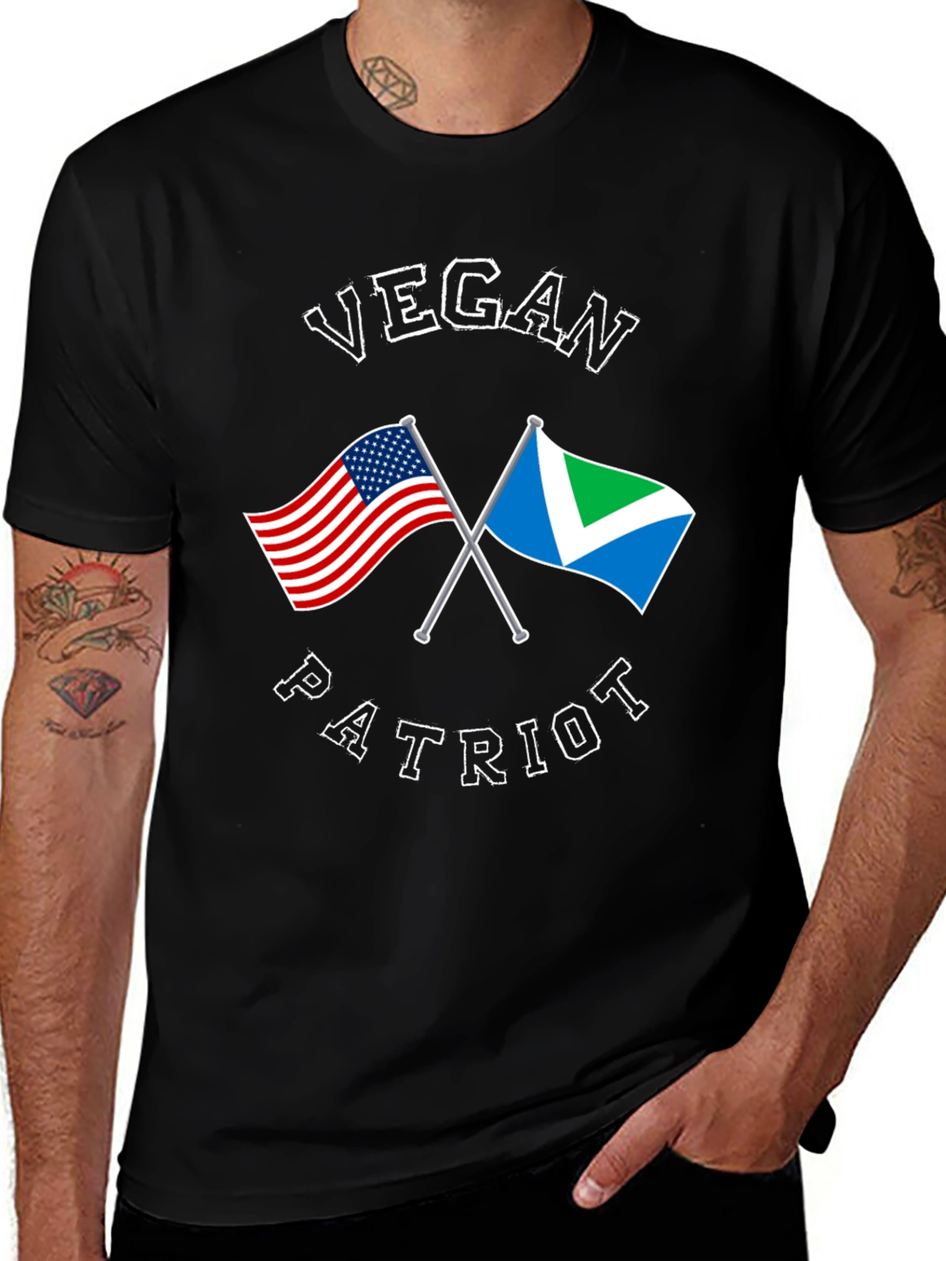 Variant 3 of Vegan Patriot T-Shirt American Flag Design