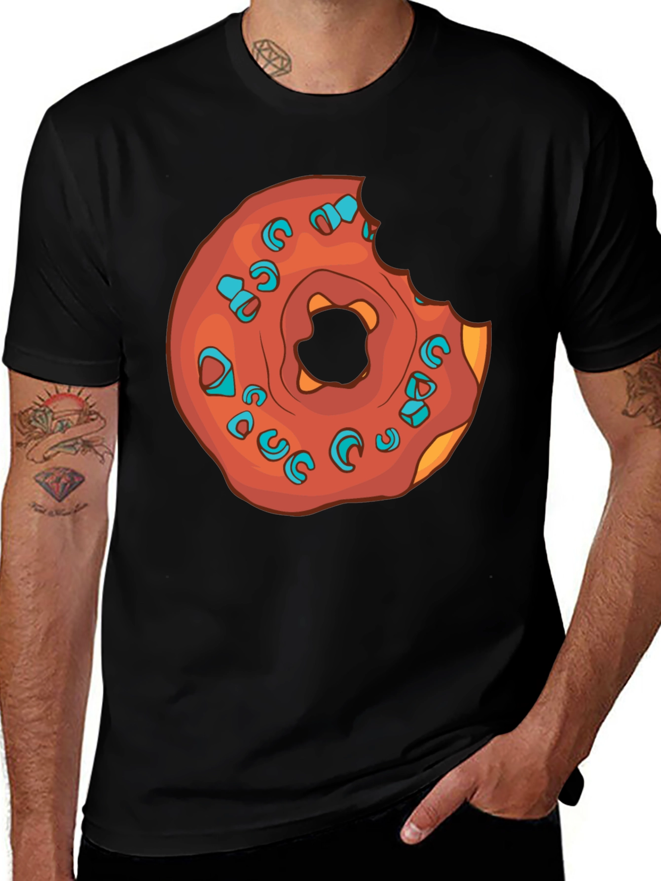 Variant 26 of Donut Graphic Black T-Shirt - Sweet Style!
