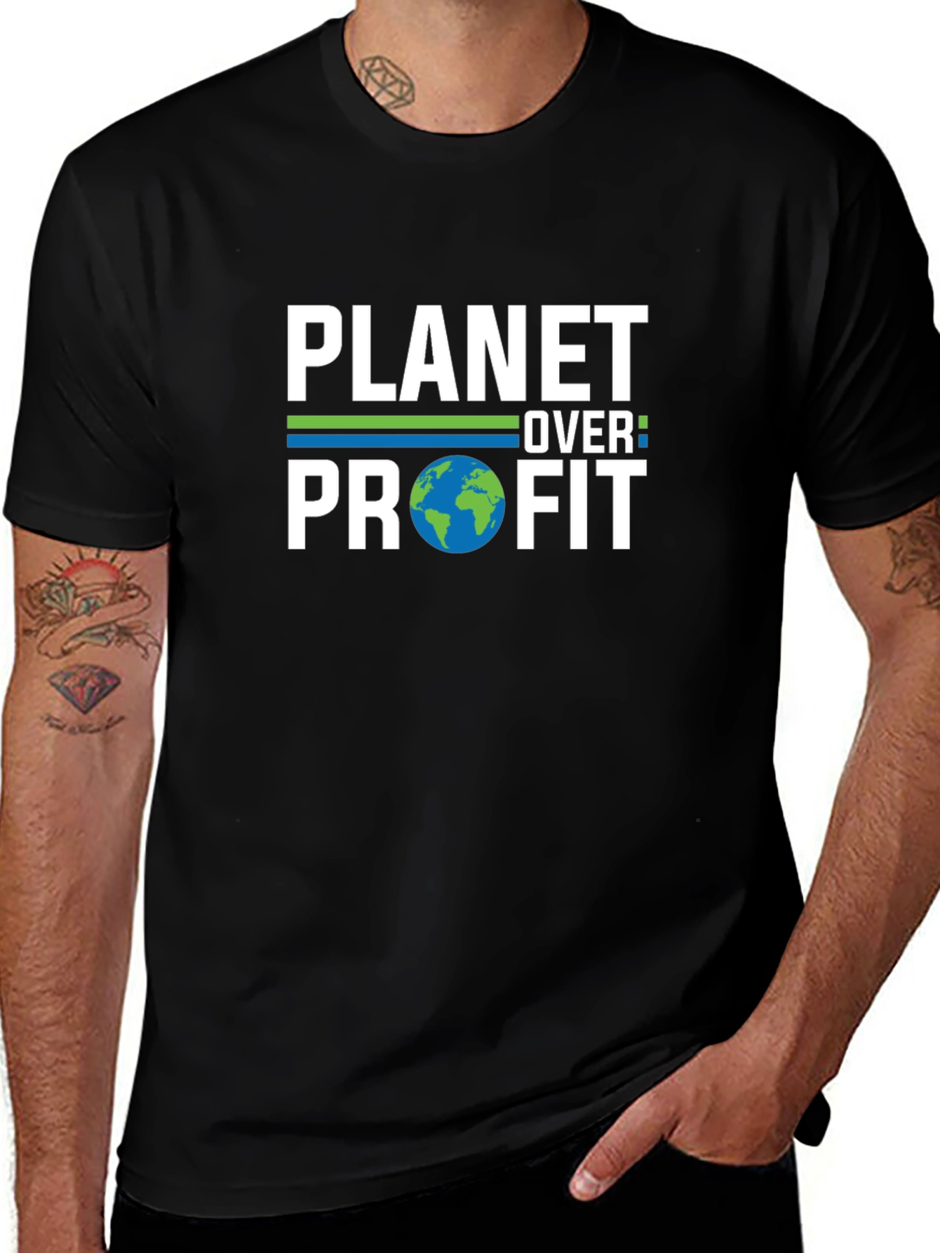 Variant 12 of Planet Over Profit Graphic Tee - Black