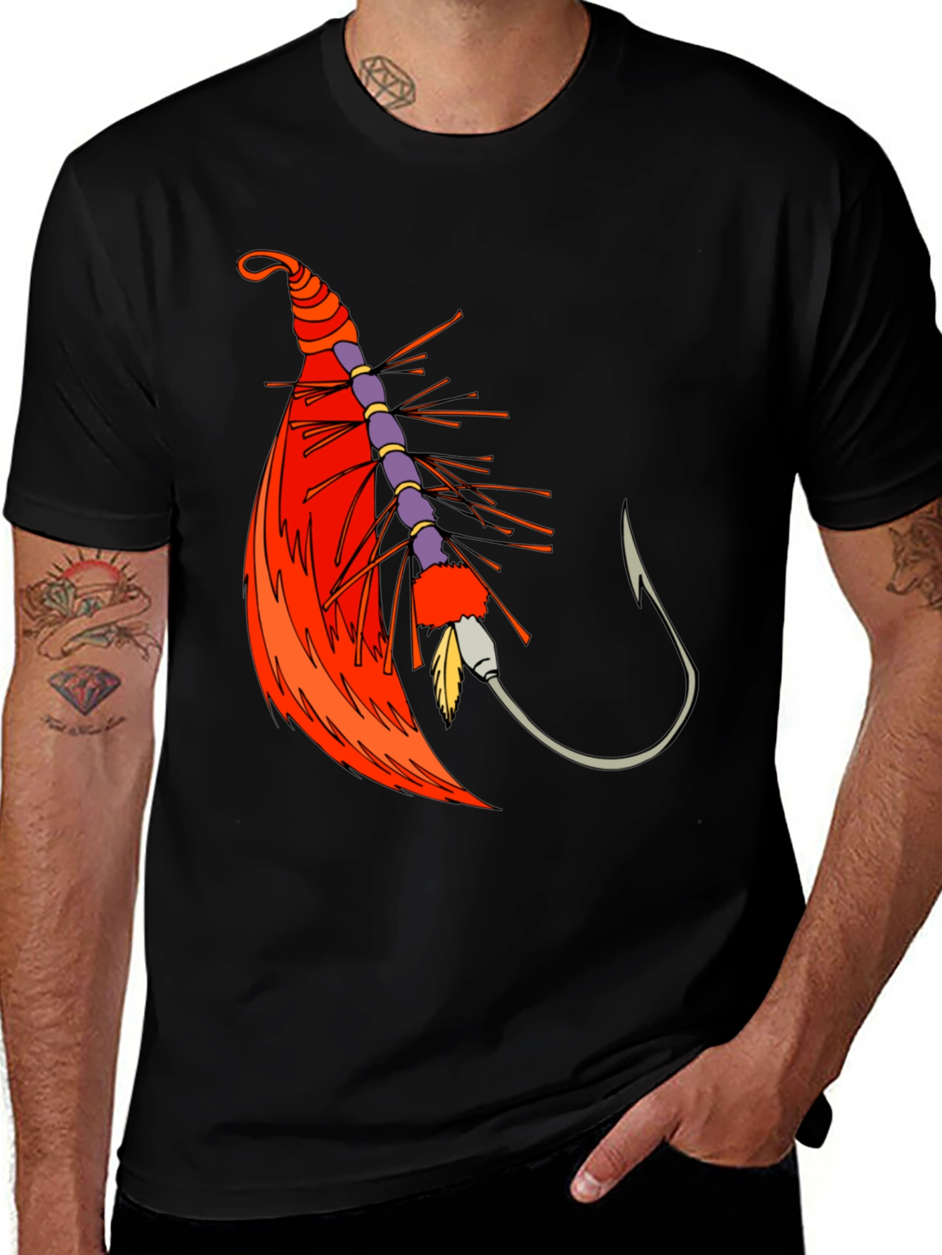 Variant 6 of Fishing Lure Graphic Tee - Black