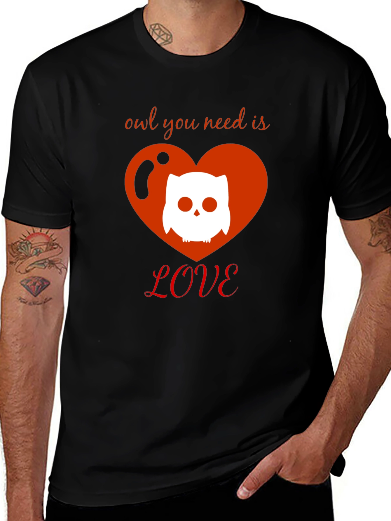 Black Owl You Need Is Love T-Shirt - Cute Graphic Tee main image