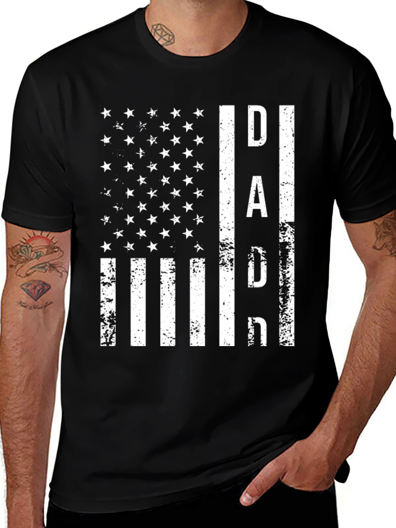Variant 21 of Patriotic Dad T-Shirt - American Flag Design
