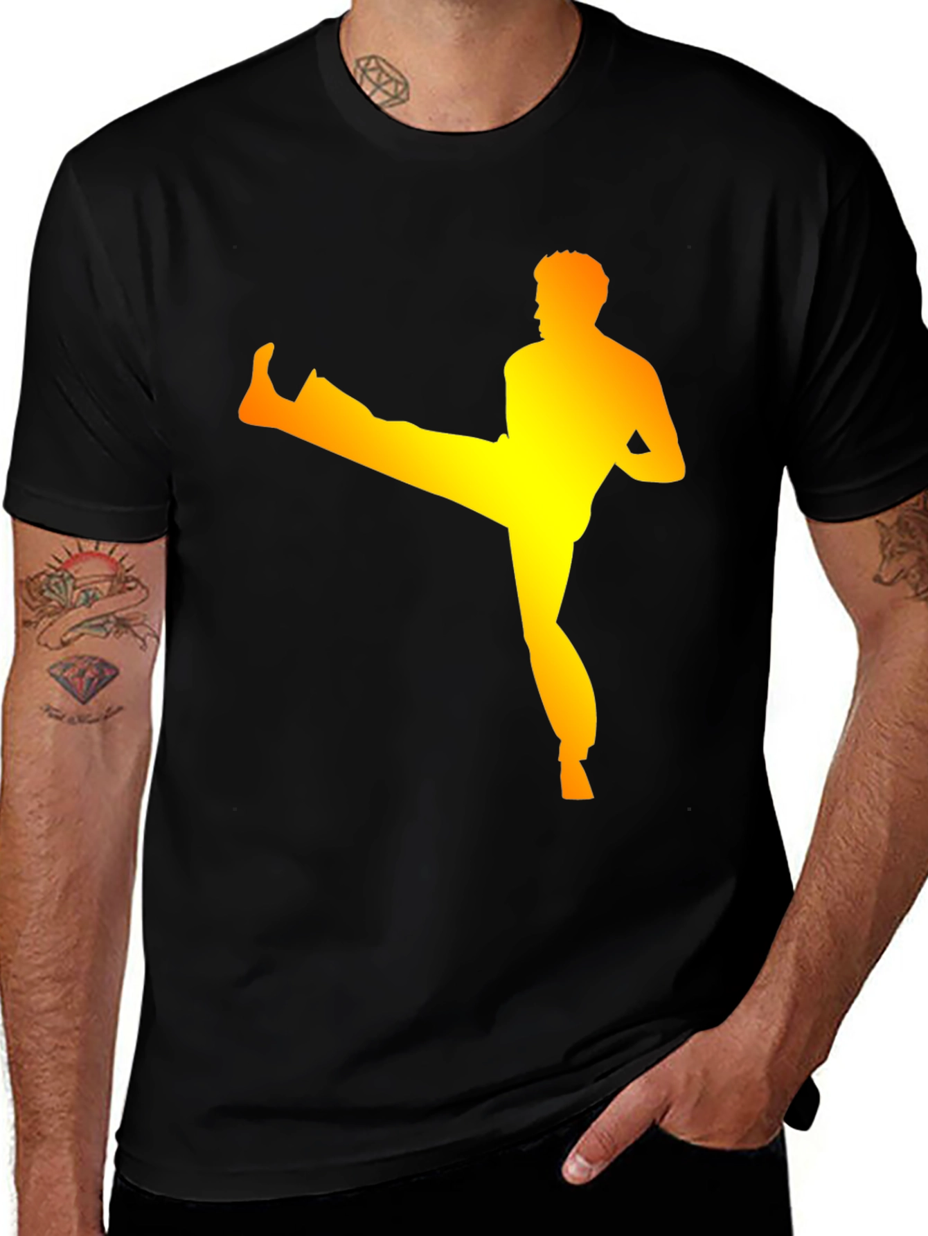 Variant 14 of Karate Kick Graphic T-Shirt - Black