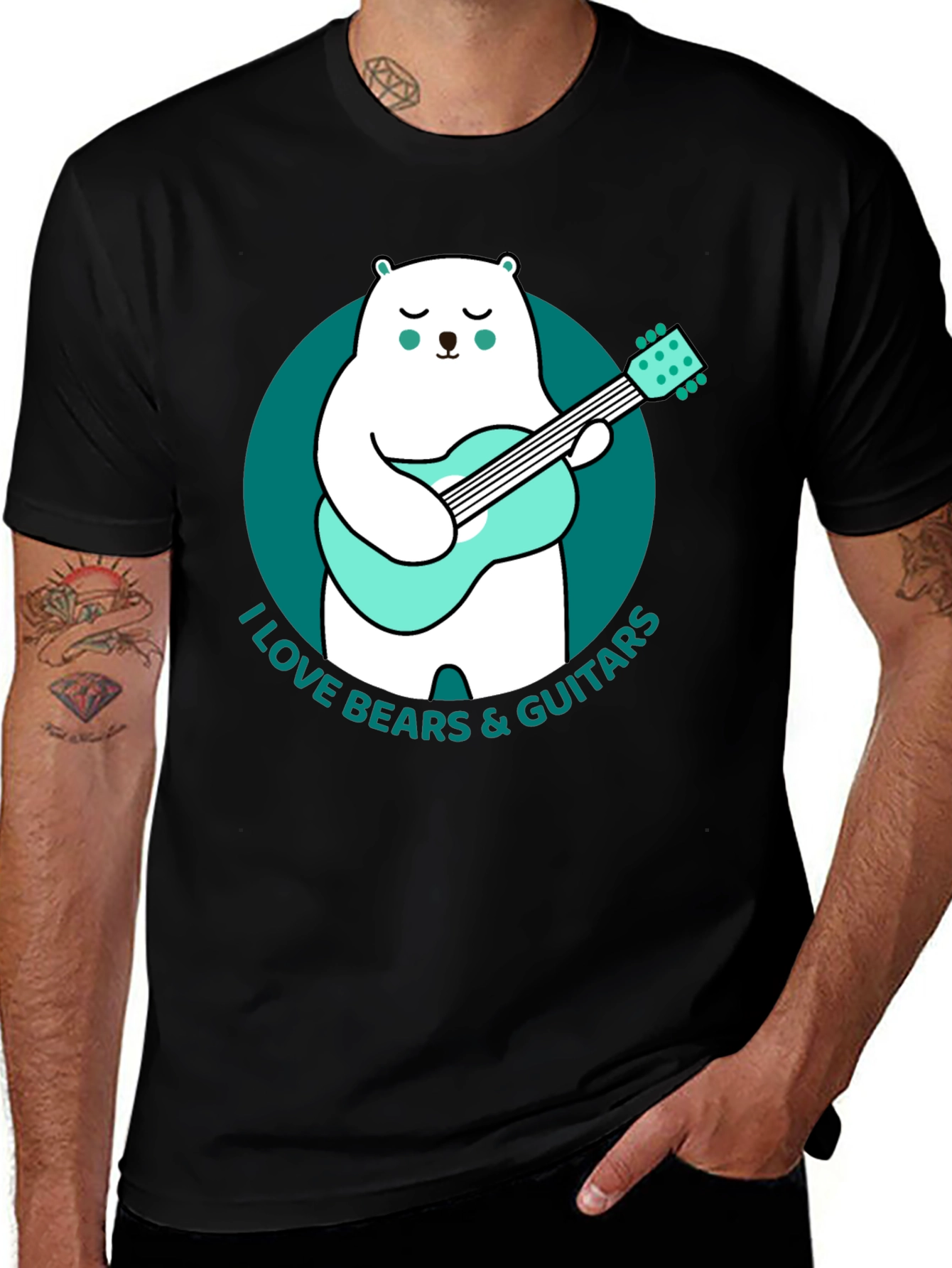 I Love Bears & Guitars Graphic Tee