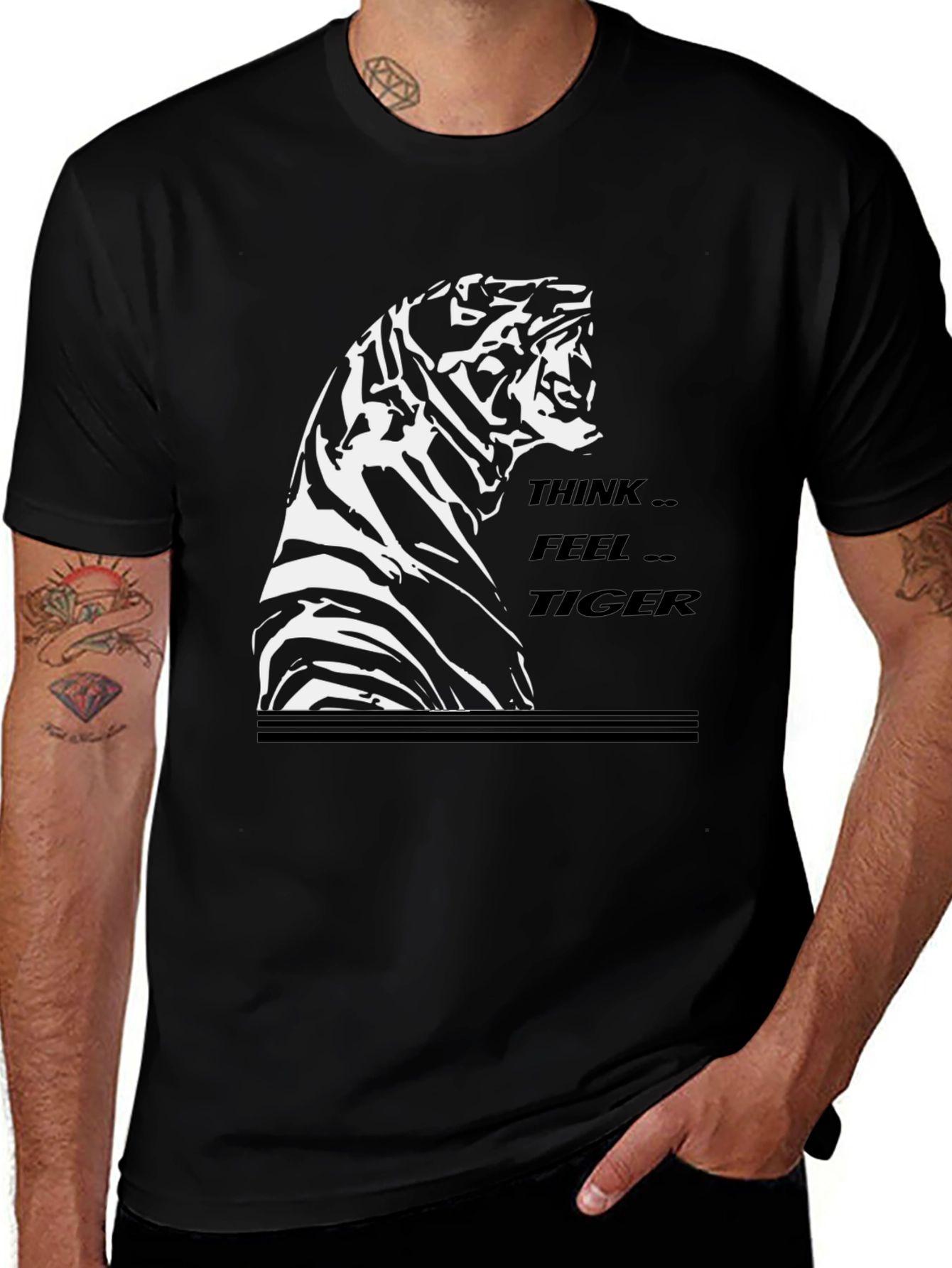 Variant 2 of Think Feel Tiger Black Graphic T-Shirt